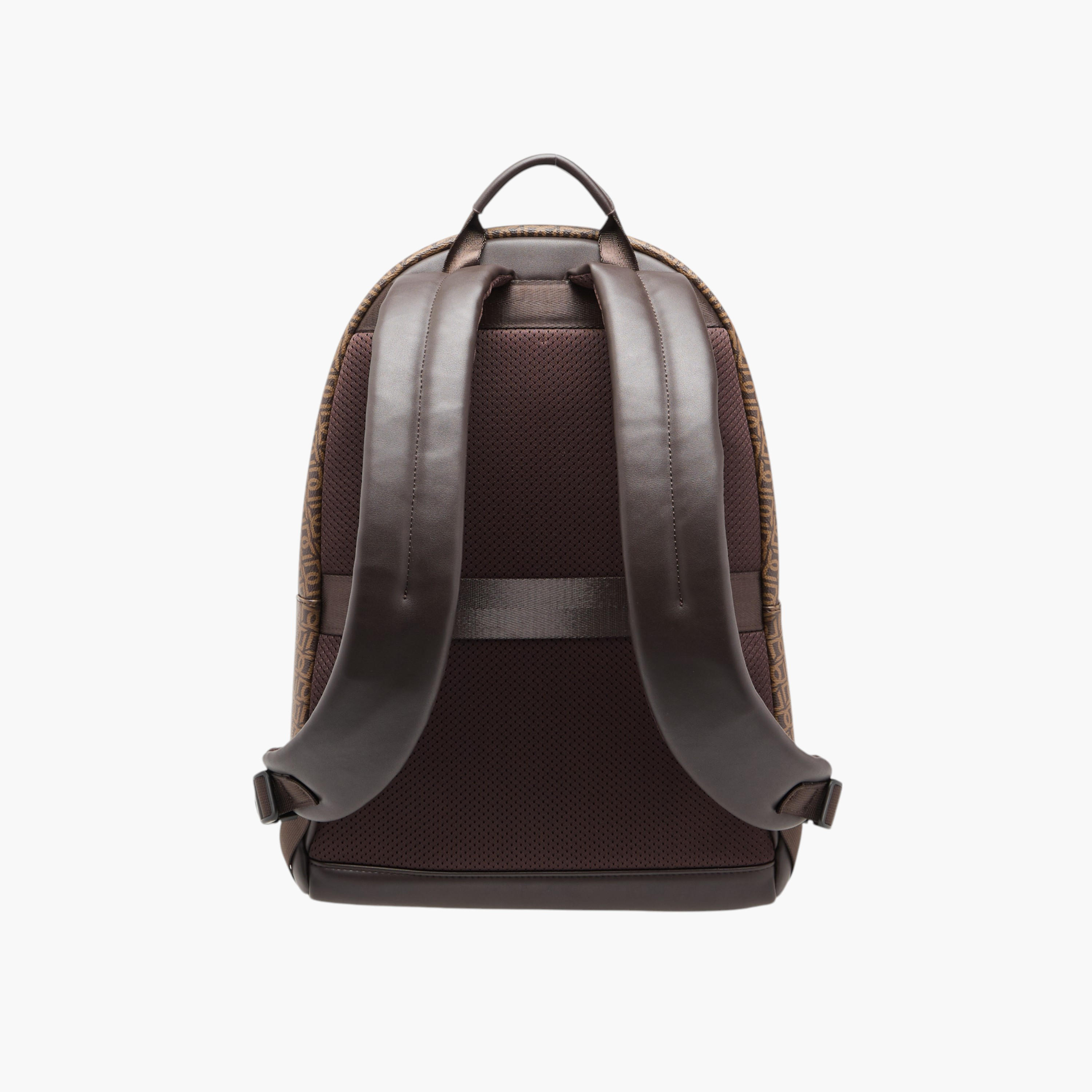 Duchini Monogram Print Backpack with Zip Closure and Laptop Compartment - 31x43x17 cm-women-bagsandwallets-backpacks-image-3