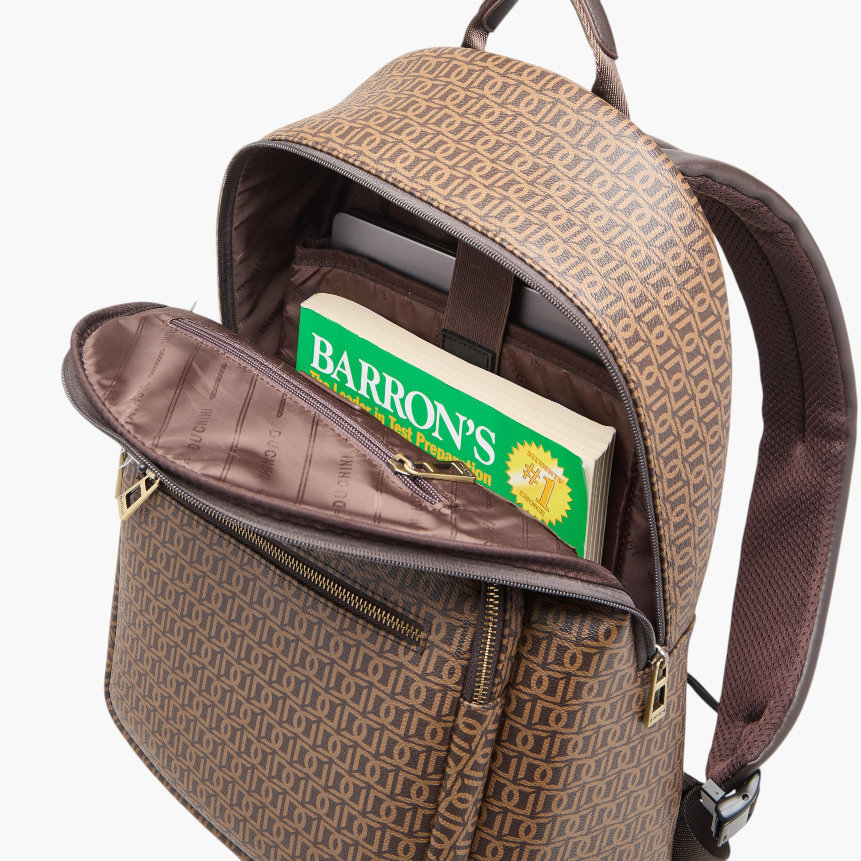 Duchini Monogram Print Backpack with Zip Closure and Laptop Compartment - 31x43x17 cm-women-bagsandwallets-backpacks-image-6