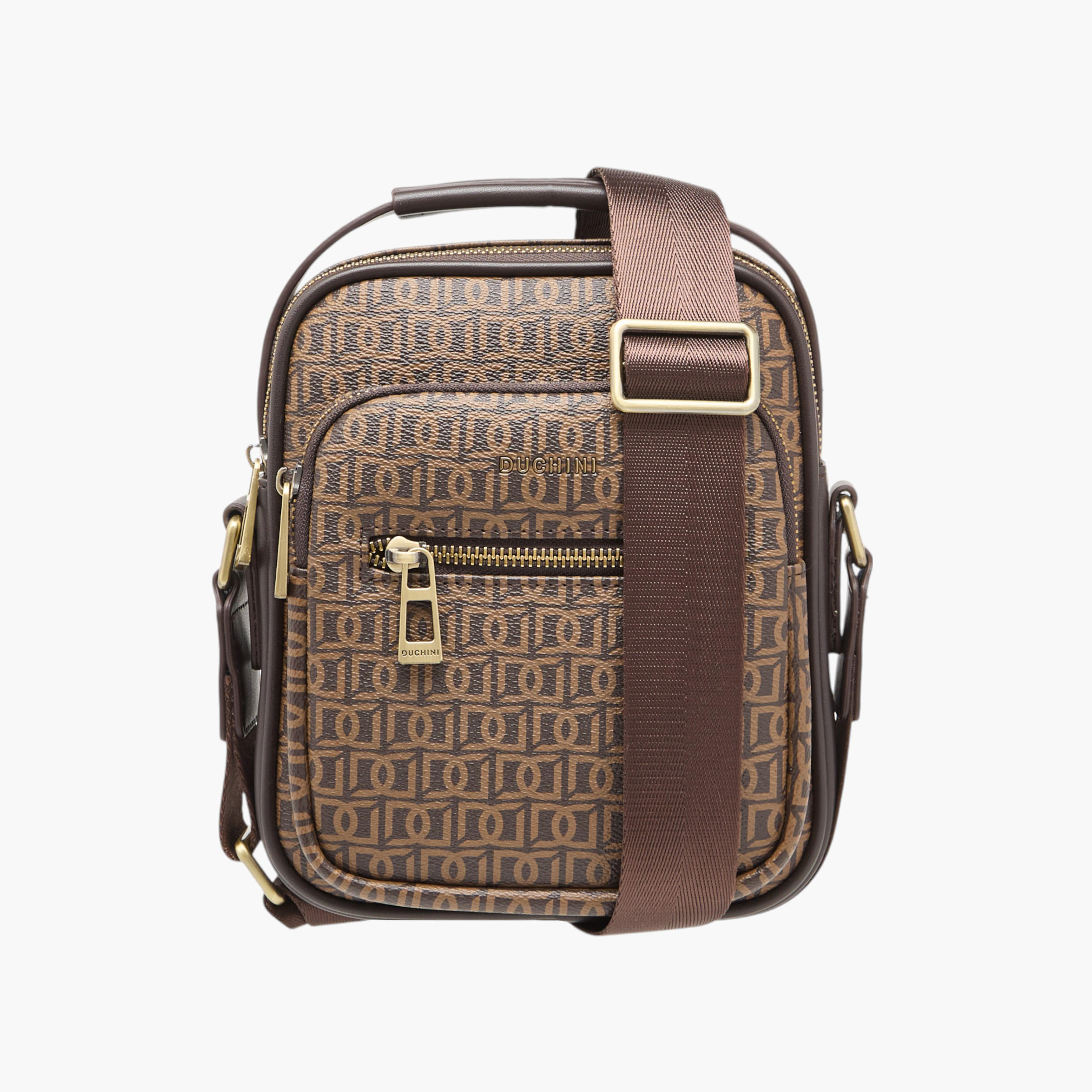 شنطة كروس بطبعات مونوغرام مع سحاب للإغلاق وحزام قابل للتعديل من دوتشيني-travel-accessories-image-1