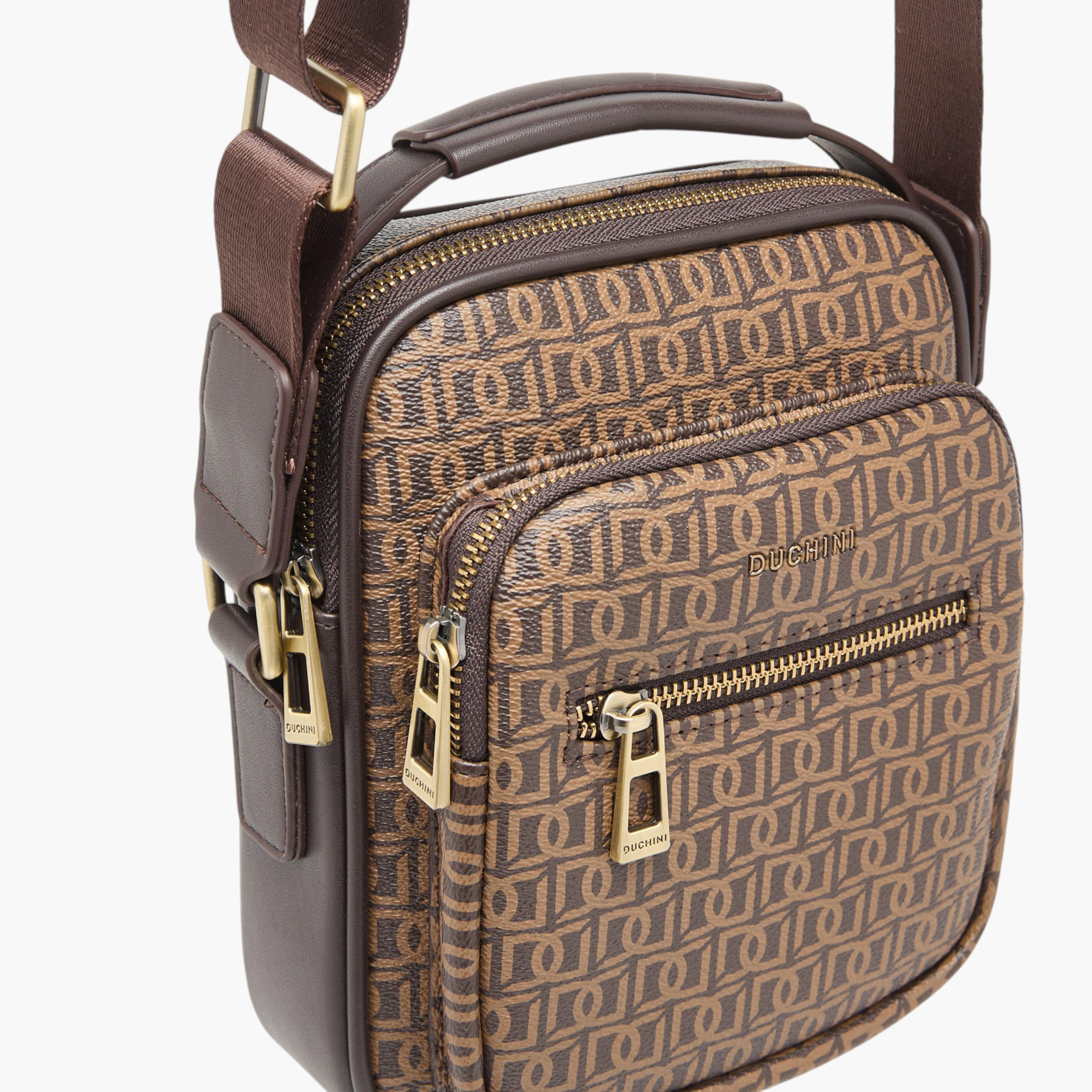 شنطة كروس بطبعات مونوغرام مع سحاب للإغلاق وحزام قابل للتعديل من دوتشيني-travel-accessories-image-4