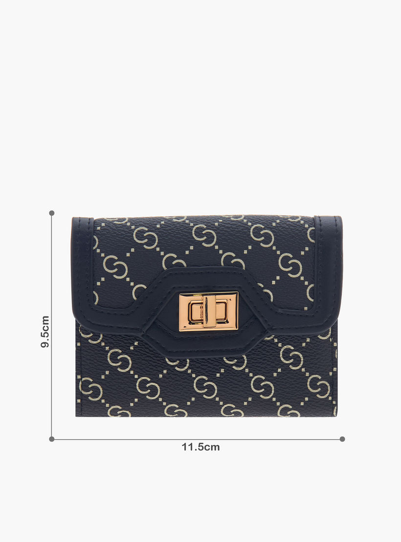 محفظة مونوجرام بطية ثنائية وقفل إغلاق من سيليست-women-bagsandwallets-wallets-image-6