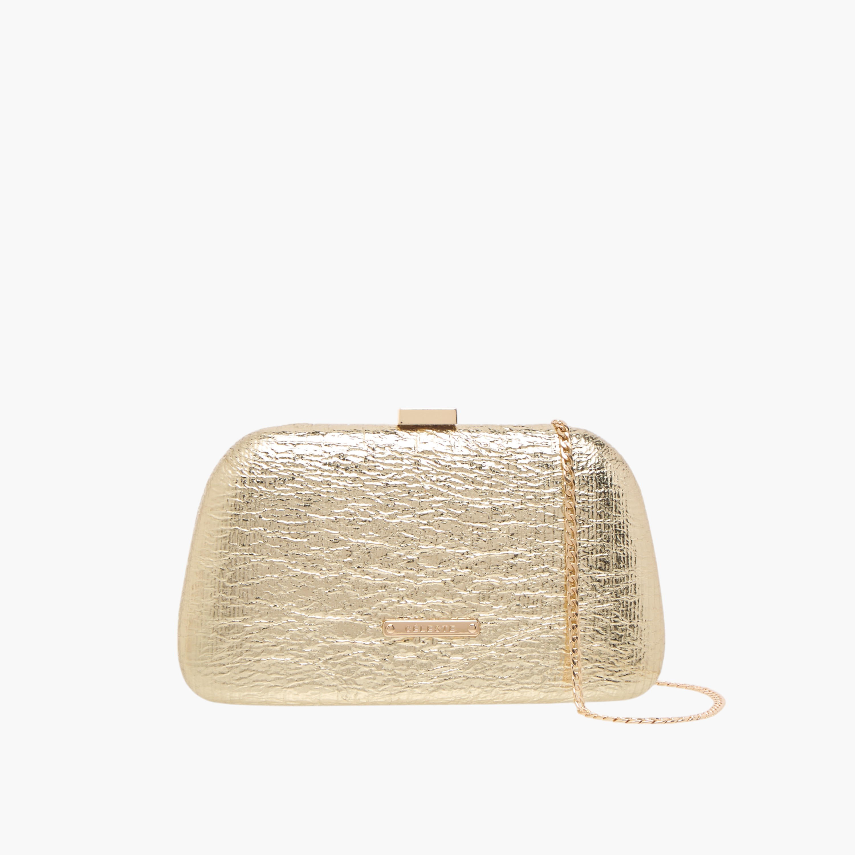 Celeste Textured Crossbody Bag with Chain Strap and Flap Closure-women-bagsandwallets-handbags-image-1
