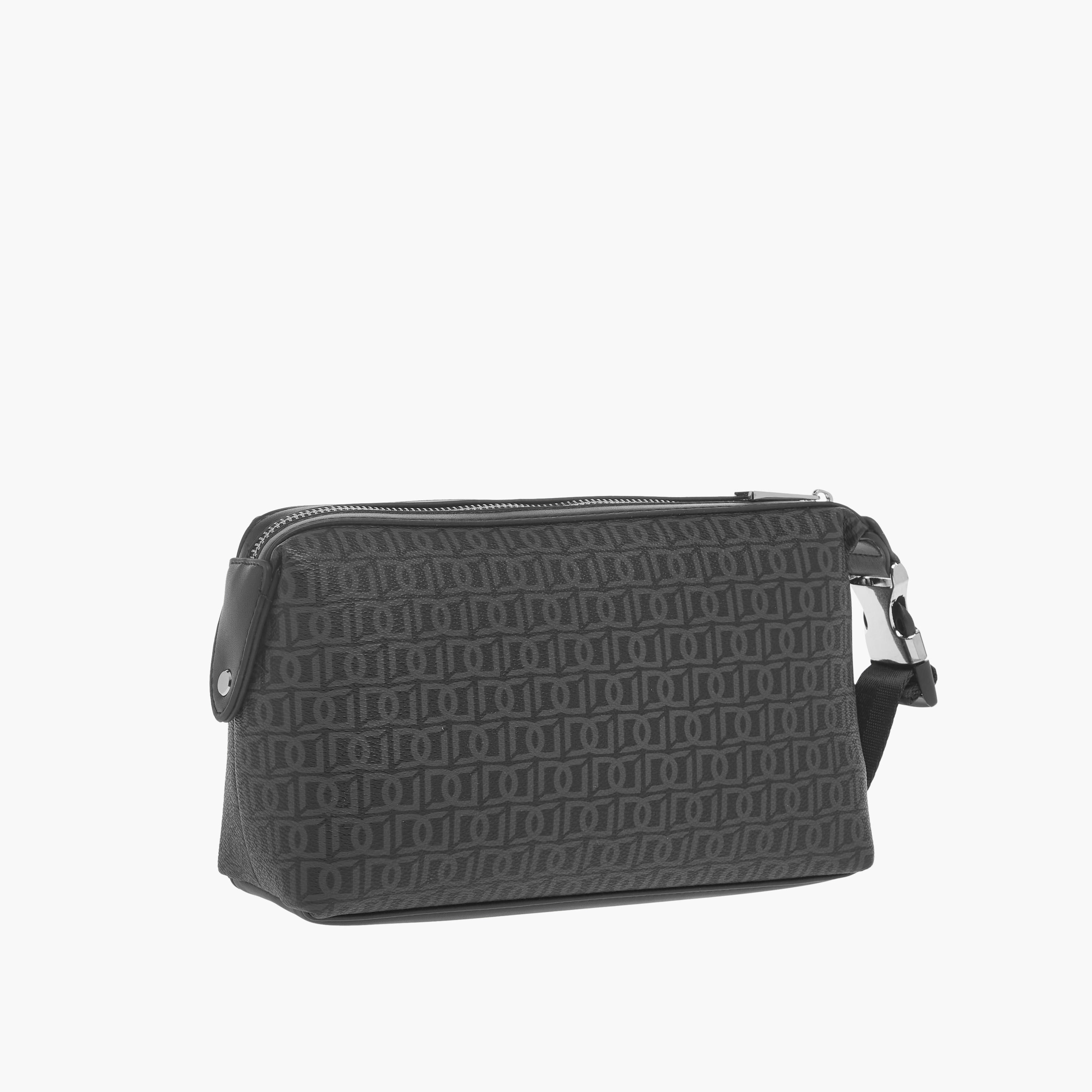 Duchini Monogram Print Pouch with Zip Closure and Side Release Buckle Detail-men-beltsandwallets-wallets-image-3