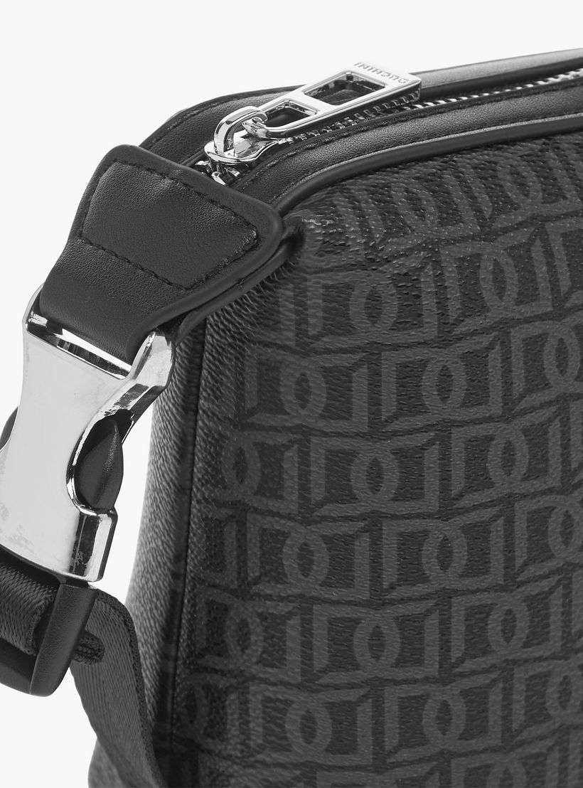 Duchini Monogram Print Pouch with Zip Closure and Side Release Buckle Detail-men-beltsandwallets-wallets-image-4