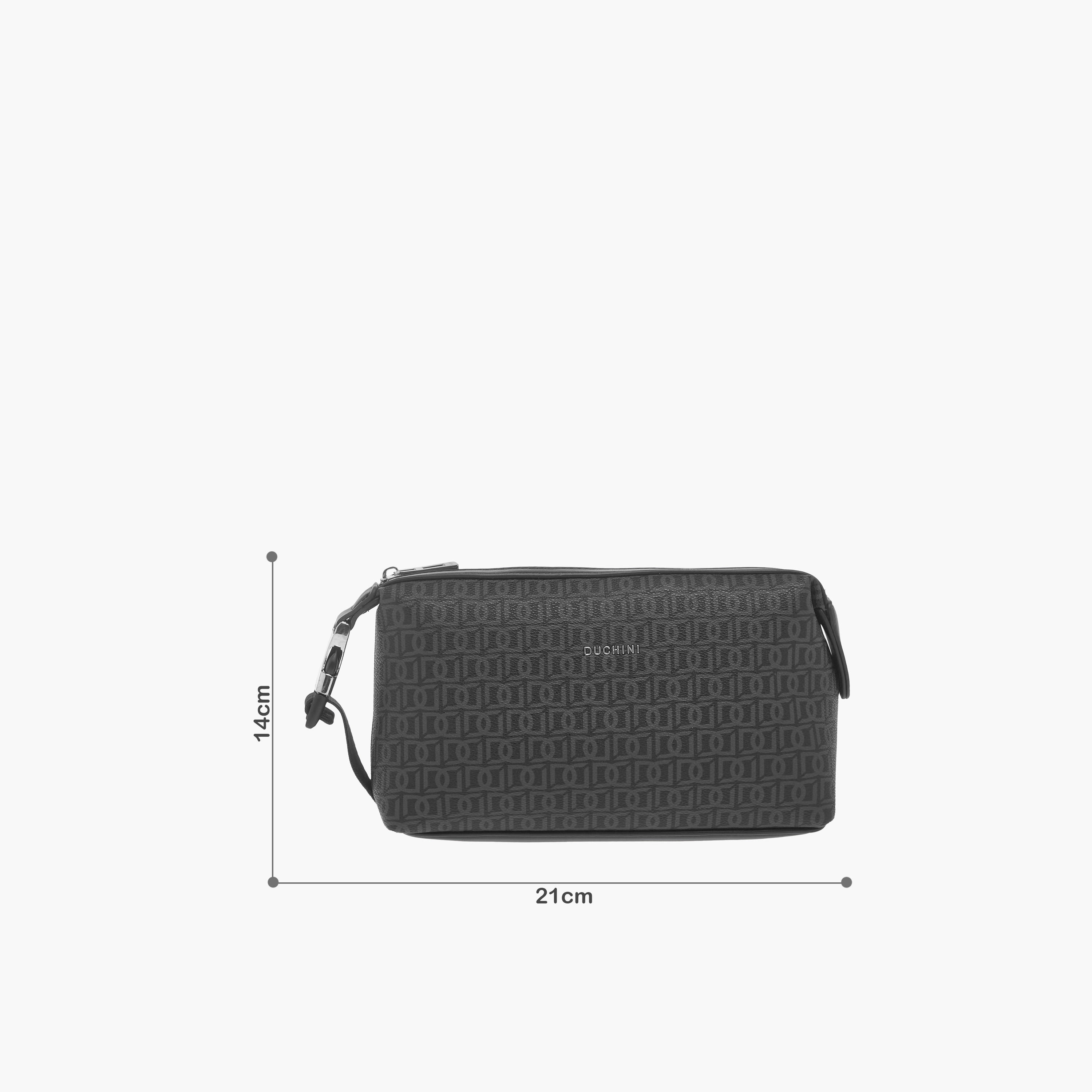 Duchini Monogram Print Pouch with Zip Closure and Side Release Buckle Detail-men-beltsandwallets-wallets-image-2