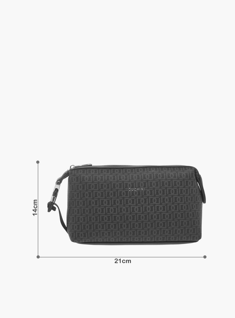 Duchini Monogram Print Pouch with Zip Closure and Side Release Buckle Detail-men-beltsandwallets-wallets-image-2