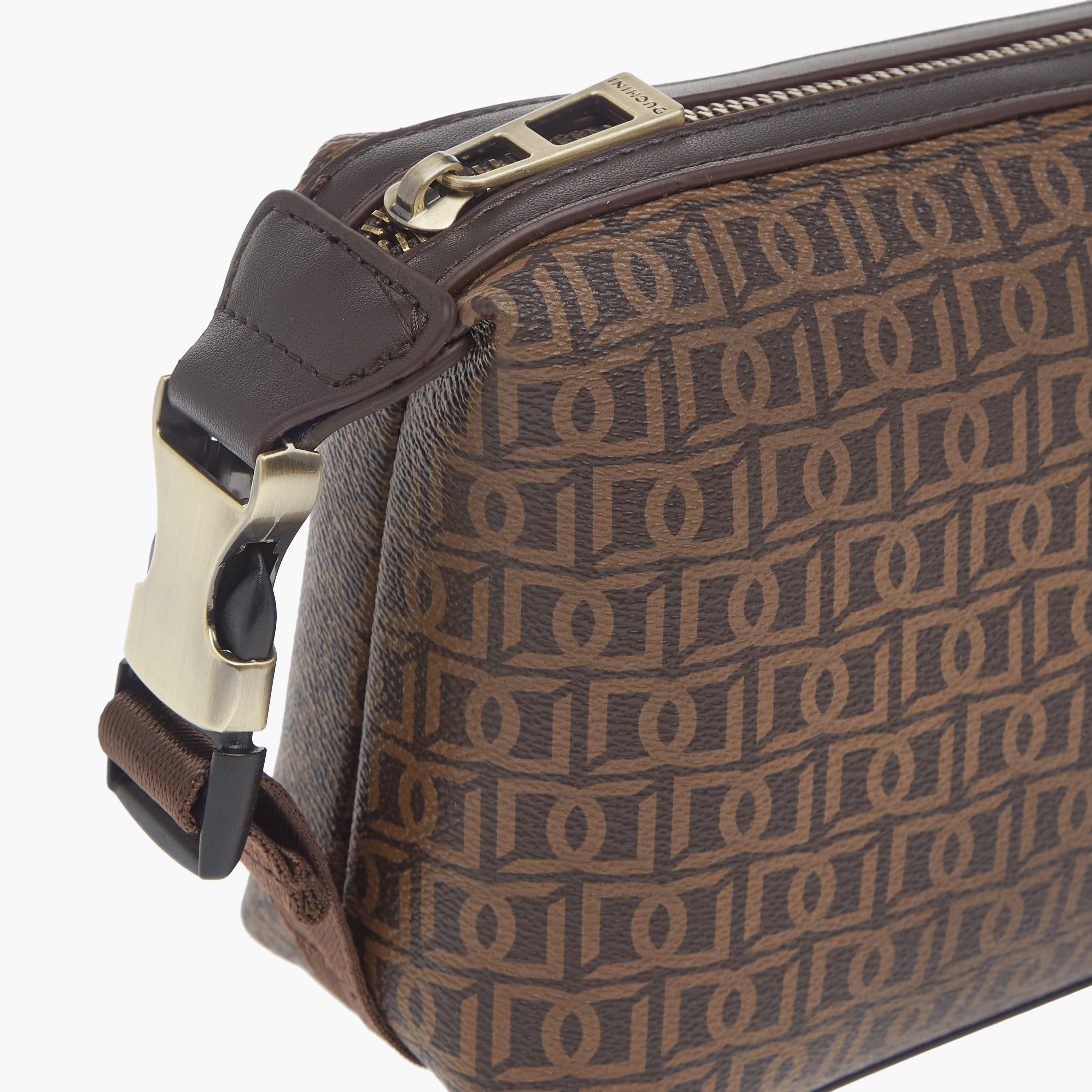 Duchini Monogram Print Pouch with Zip Closure and Side Release Buckle Detail-men-beltsandwallets-wallets-image-3