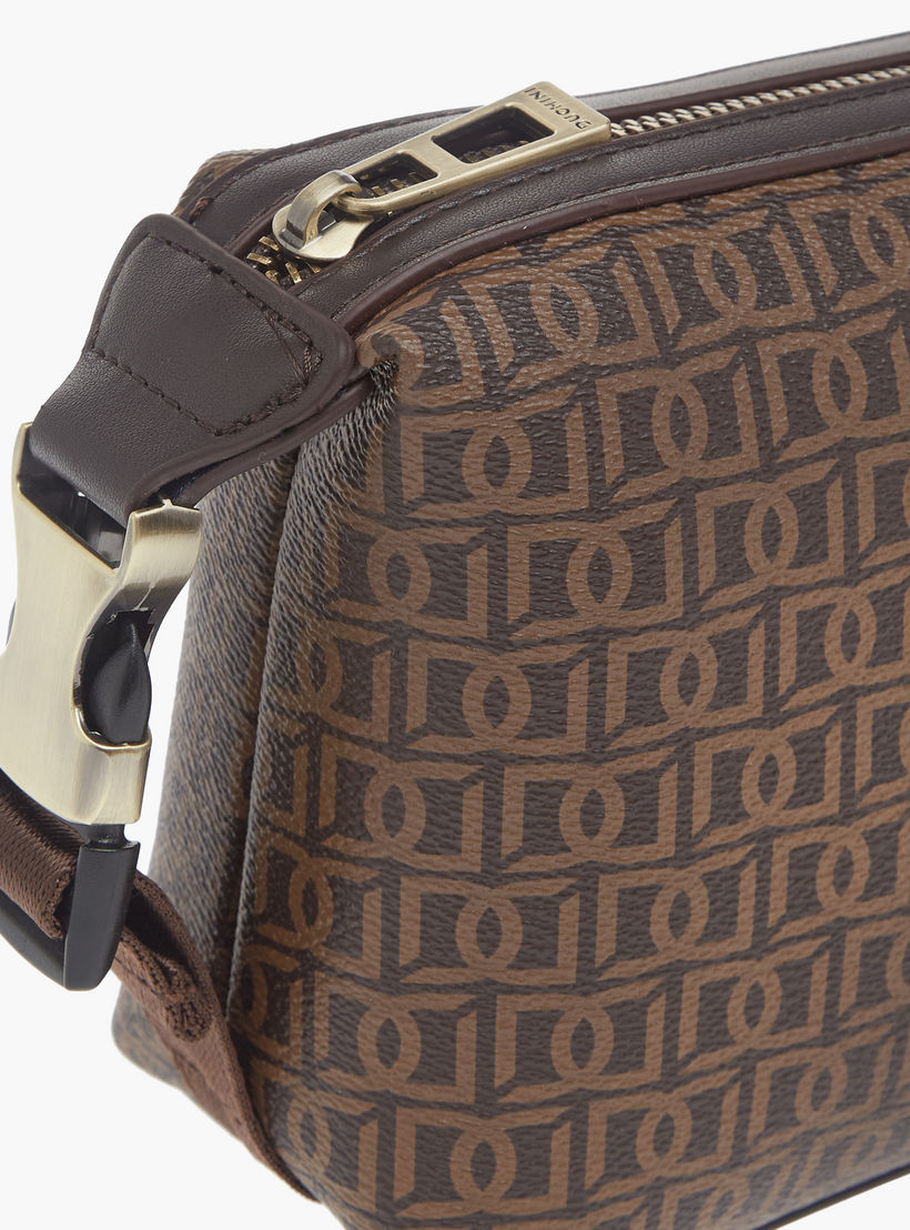 Duchini Monogram Print Pouch with Zip Closure and Side Release Buckle Detail-men-beltsandwallets-wallets-image-3