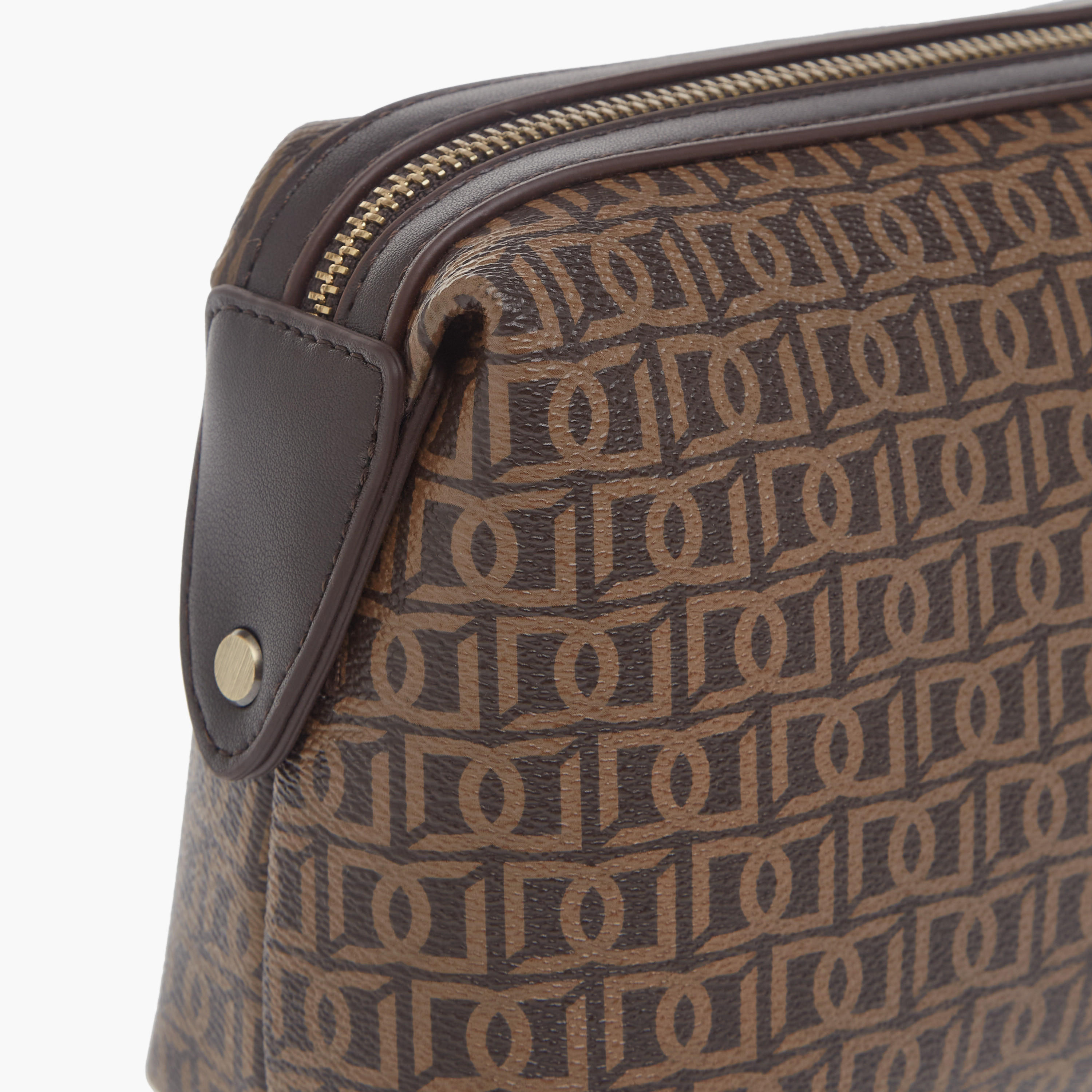 Duchini Monogram Print Pouch with Zip Closure and Side Release Buckle Detail-men-beltsandwallets-wallets-image-4