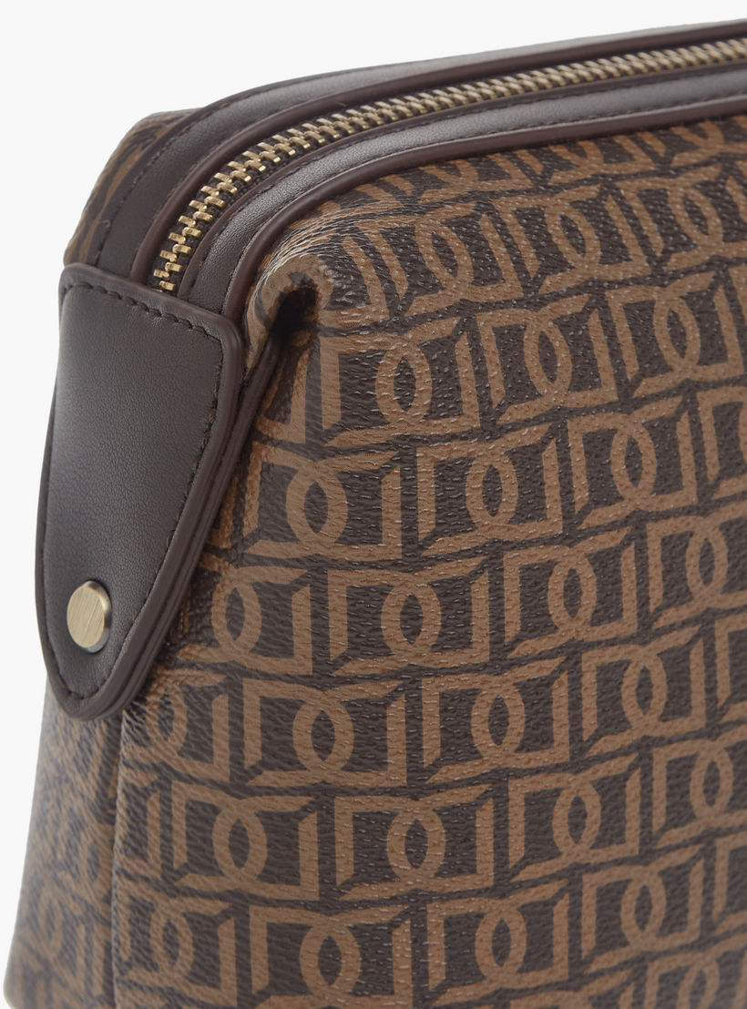 Duchini Monogram Print Pouch with Zip Closure and Side Release Buckle Detail-men-beltsandwallets-wallets-image-4