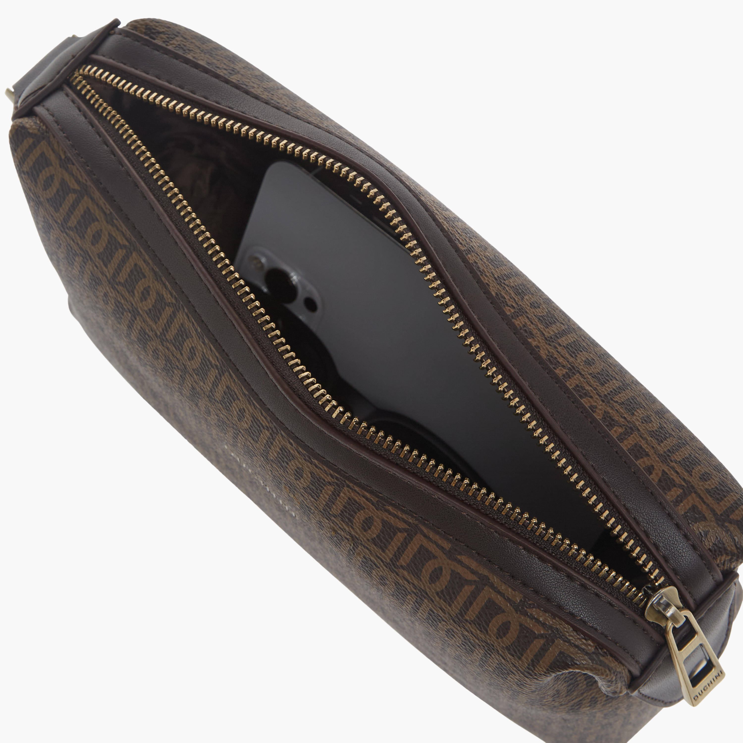 Duchini Monogram Print Pouch with Zip Closure and Side Release Buckle Detail-men-beltsandwallets-wallets-image-6