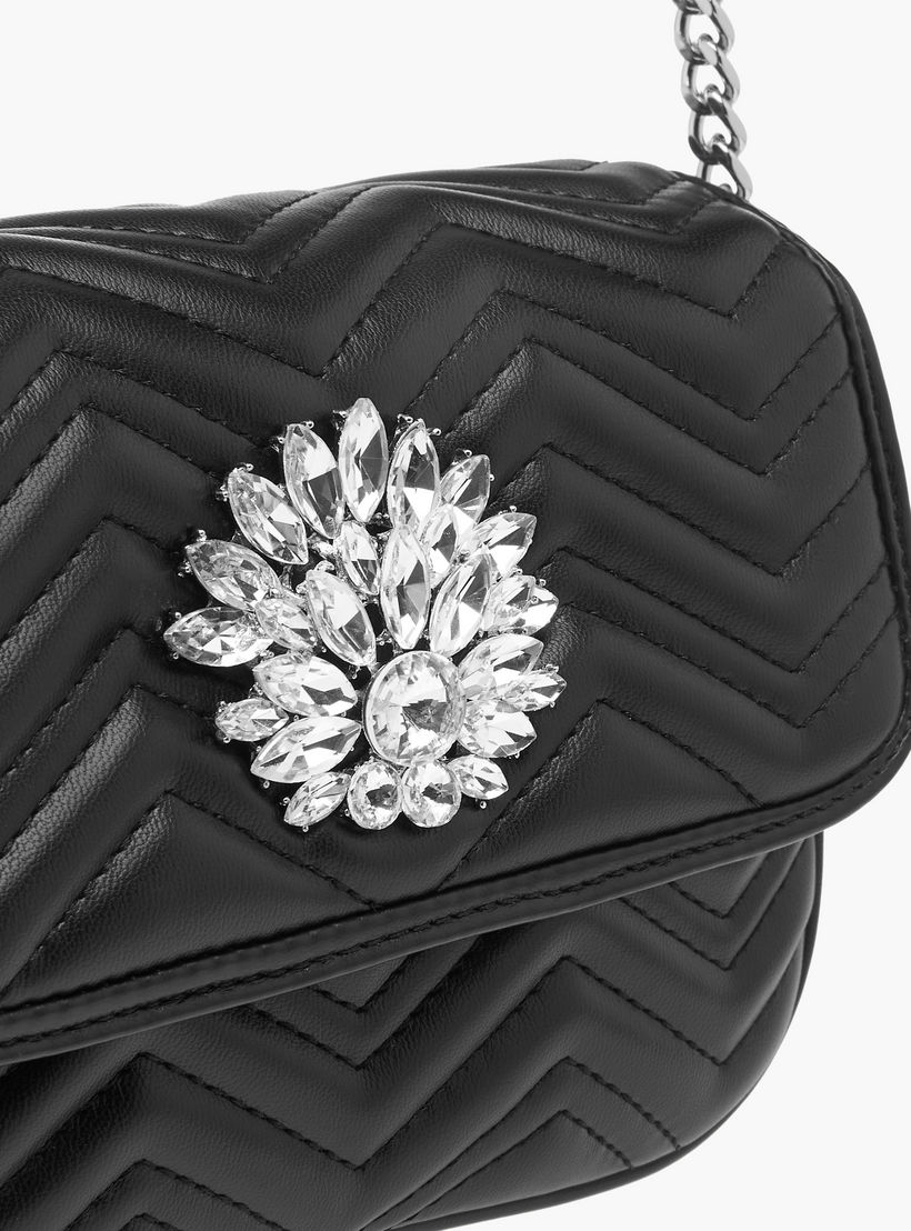 Paprika Embellished Crossbody Bag with Chain Strap and Flap Closure-women-bagsandwallets-handbags-image-4