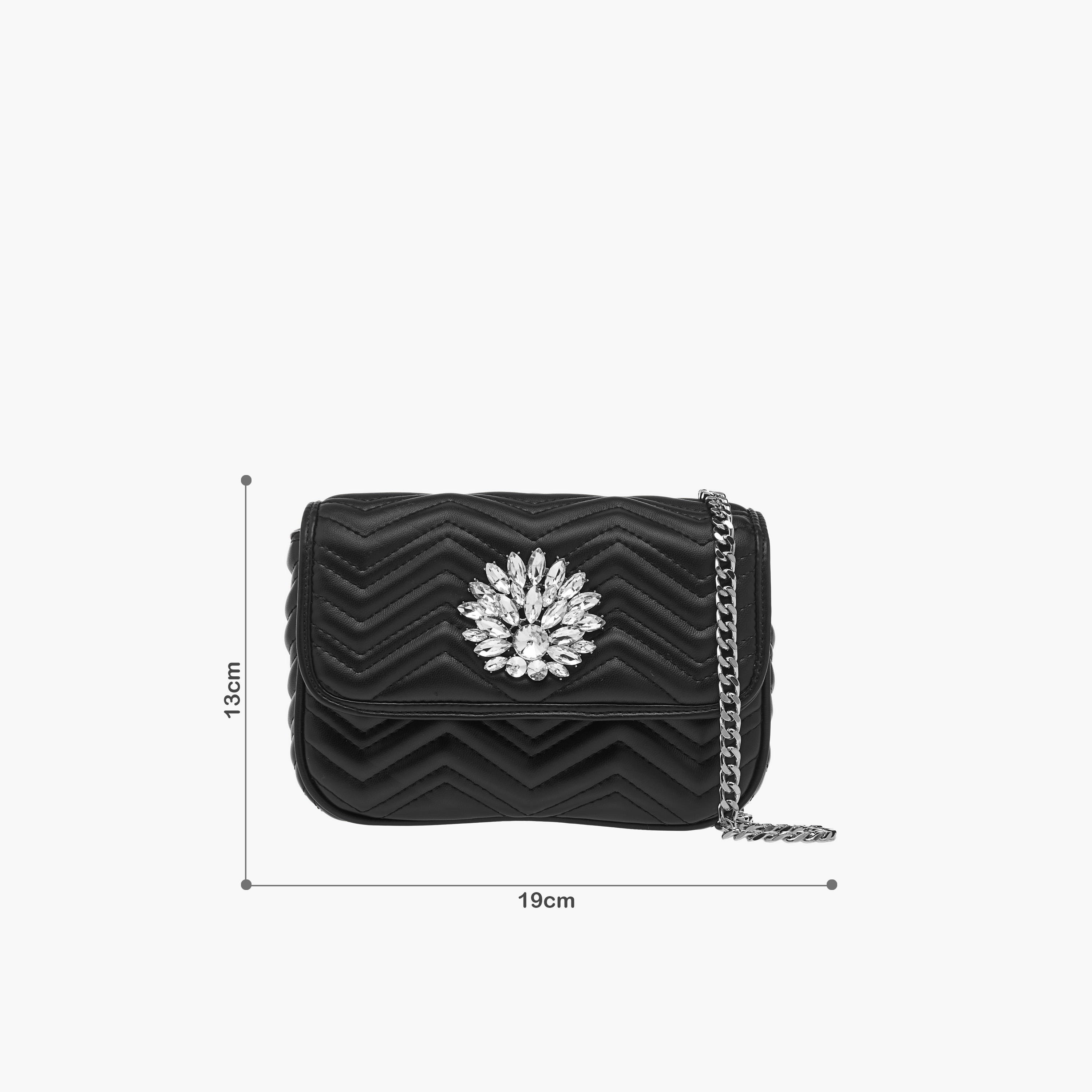 Paprika Embellished Crossbody Bag with Chain Strap and Flap Closure-women-bagsandwallets-handbags-image-8