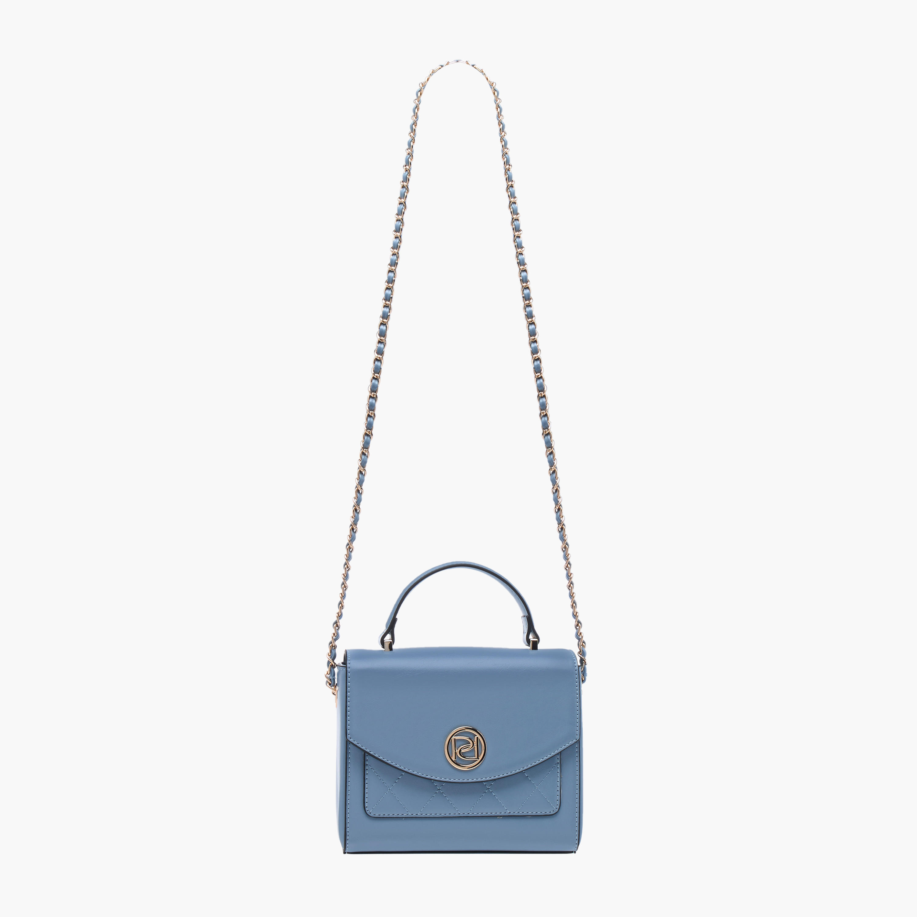 Paprika Textured Satchel Bag with Top Handle and Chain Strap-women-bagsandwallets-handbags-image-2