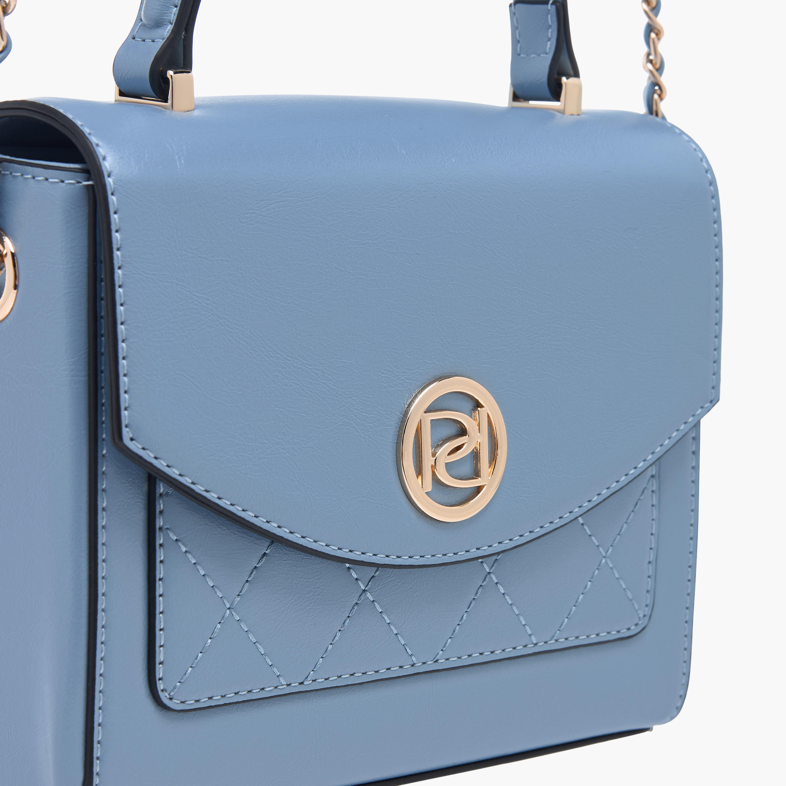Paprika Textured Satchel Bag with Top Handle and Chain Strap-women-bagsandwallets-handbags-image-4