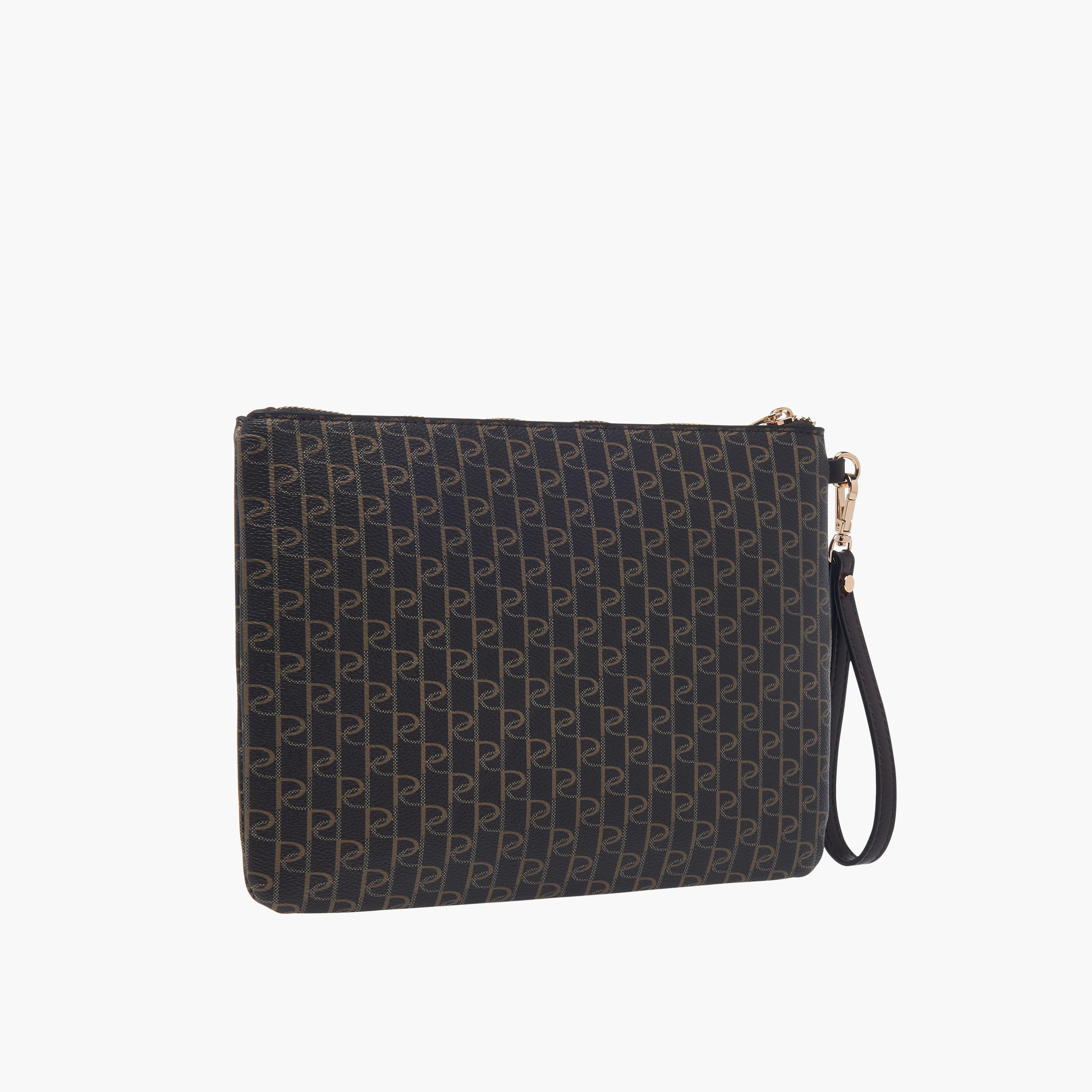 Paprika Monogram Print Clutch with Zip Closure and Wrist Loop-women-bagsandwallets-handbags-image-2