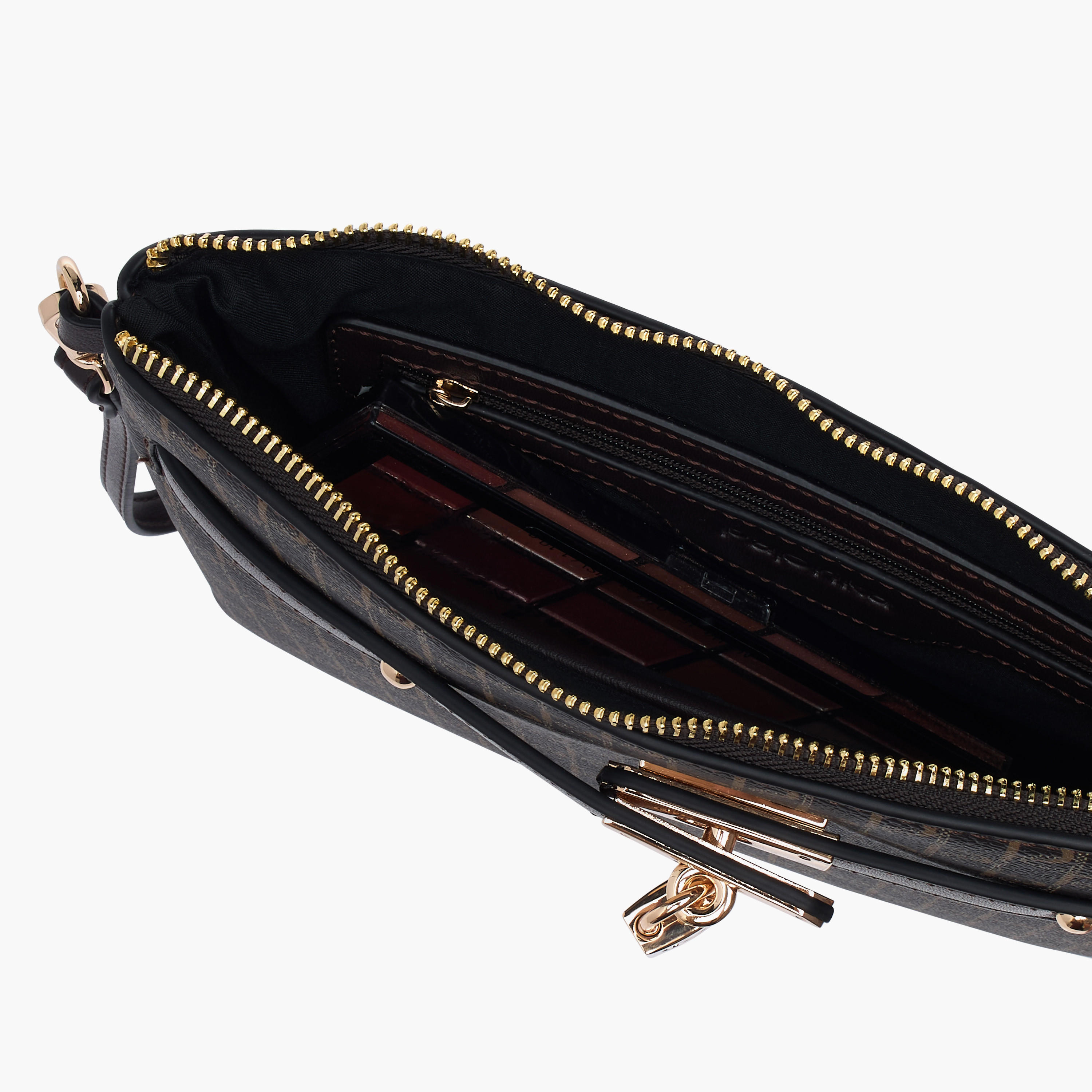 Paprika Monogram Print Clutch with Zip Closure and Wrist Loop-women-bagsandwallets-handbags-image-4