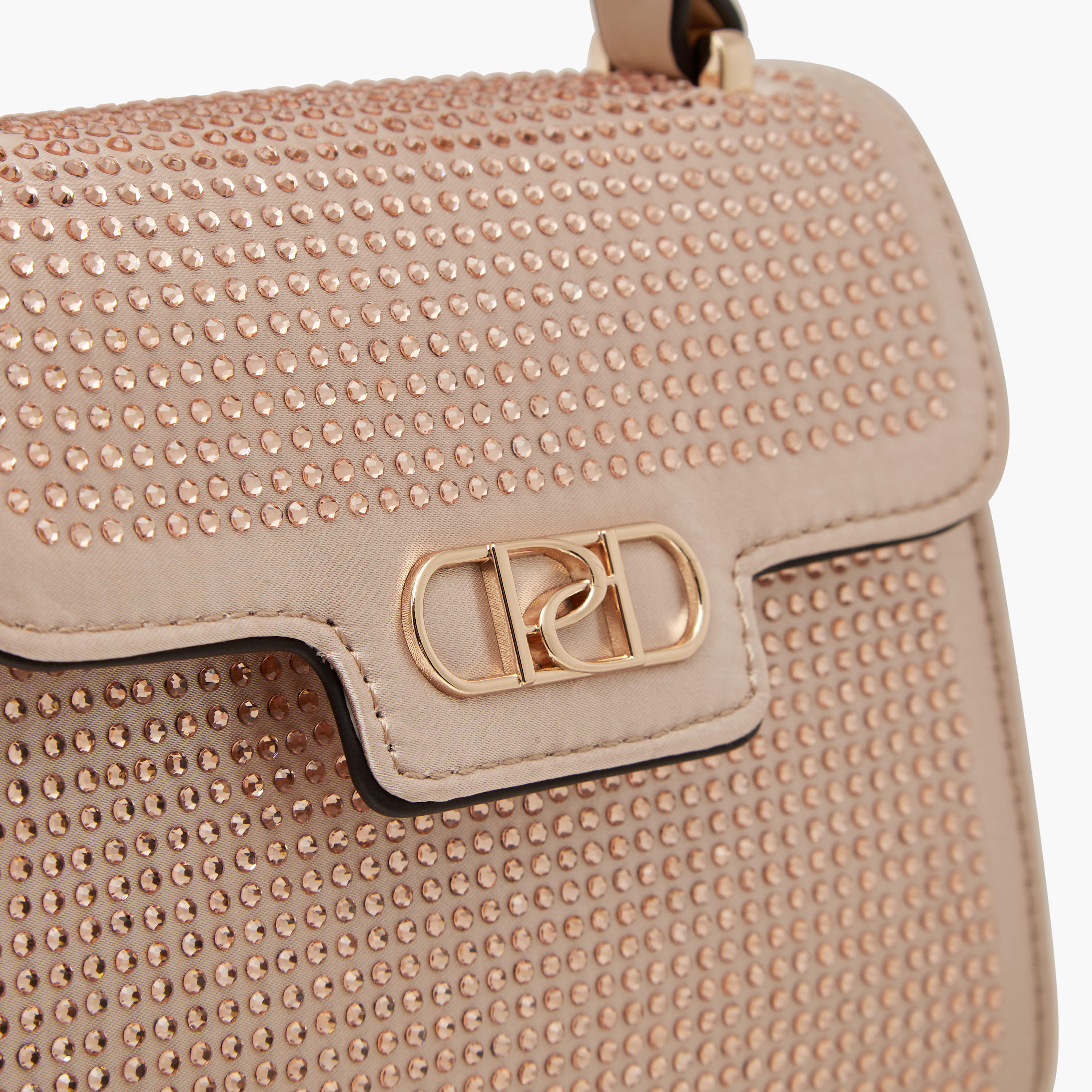 Paprika Embellished Satchel Bag with Detachable Chain Strap and Flap Closure-women-bagsandwallets-handbags-image-4