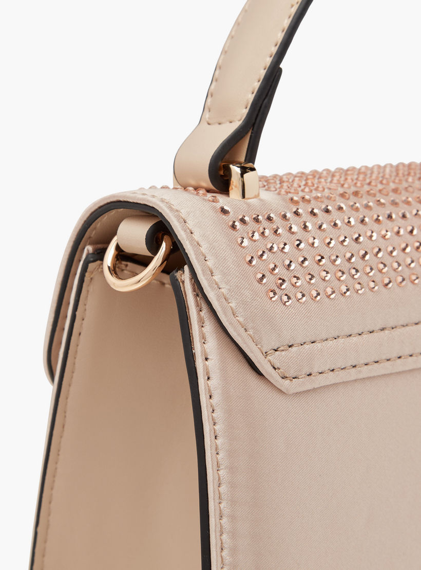 Paprika Embellished Satchel Bag with Detachable Chain Strap and Flap Closure-women-bagsandwallets-handbags-image-5