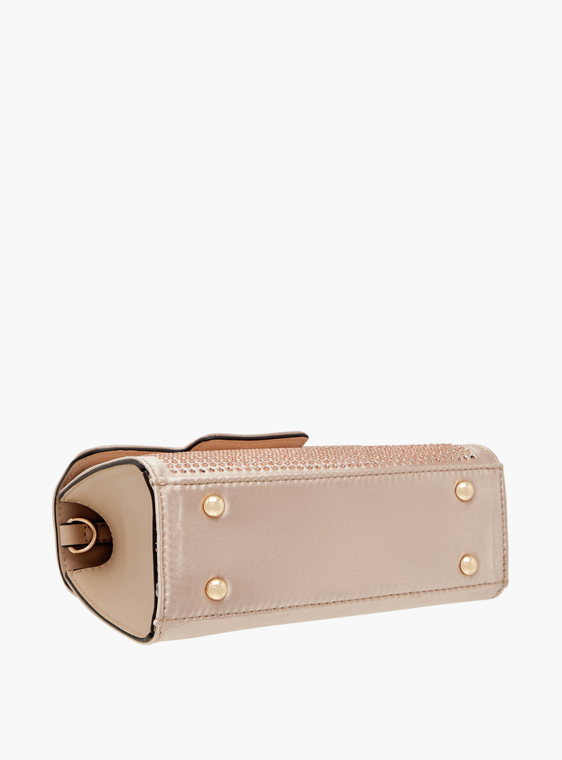 Paprika Embellished Satchel Bag with Detachable Chain Strap and Flap Closure-women-bagsandwallets-handbags-image-7