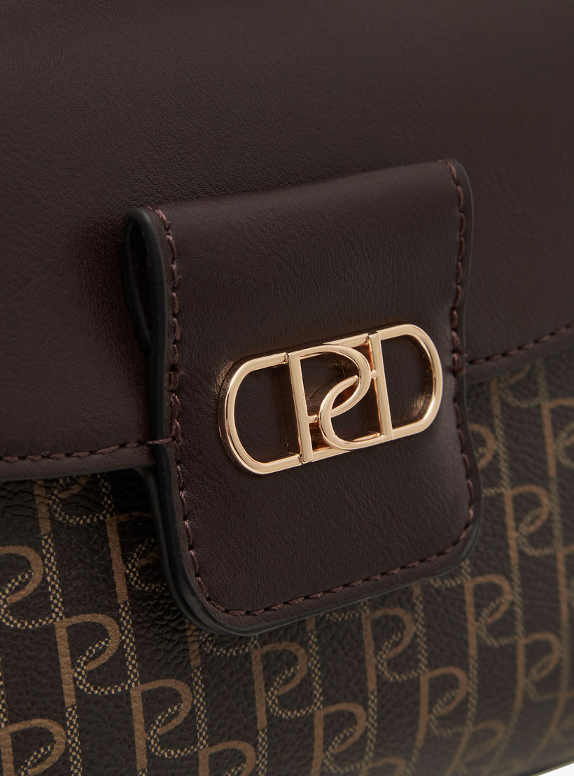 Paprika Monogram Print Satchel Bag with Chain Strap-women-bagsandwallets-handbags-image-4