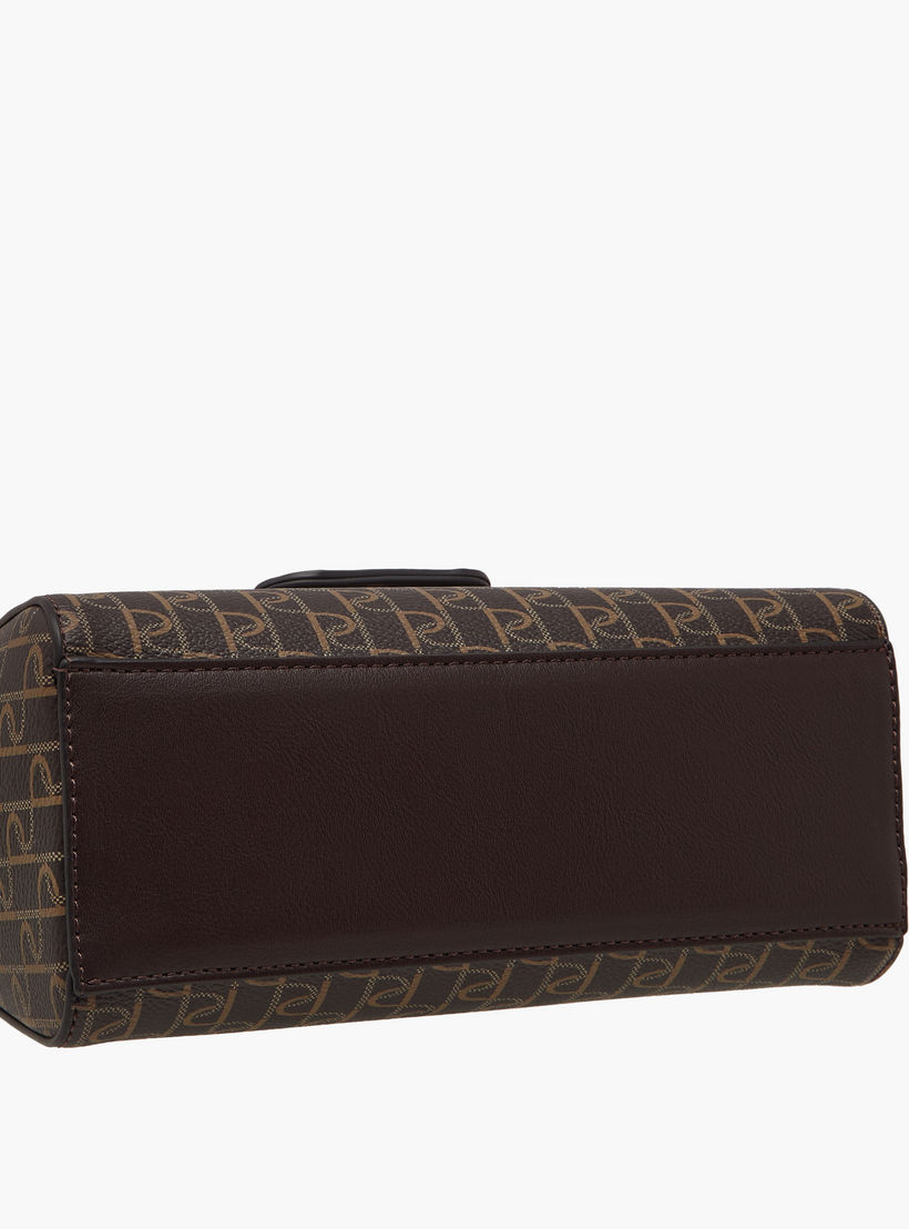 Paprika Monogram Print Satchel Bag with Chain Strap-women-bagsandwallets-handbags-image-6