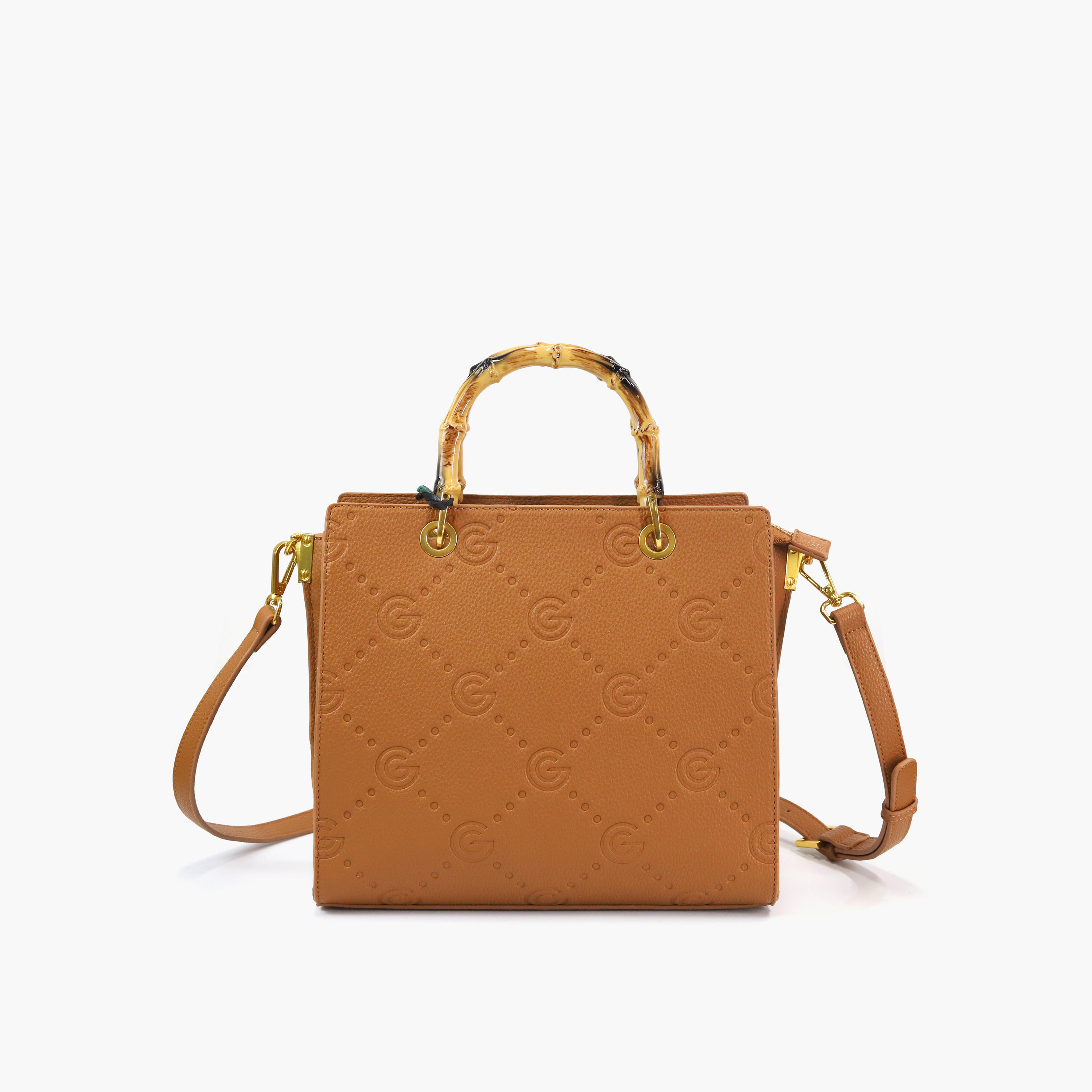 Gabriella Gucci Monogram Embossed Tote Bag with Top Handle and Zip Closure-women-bagsandwallets-handbags-image-1
