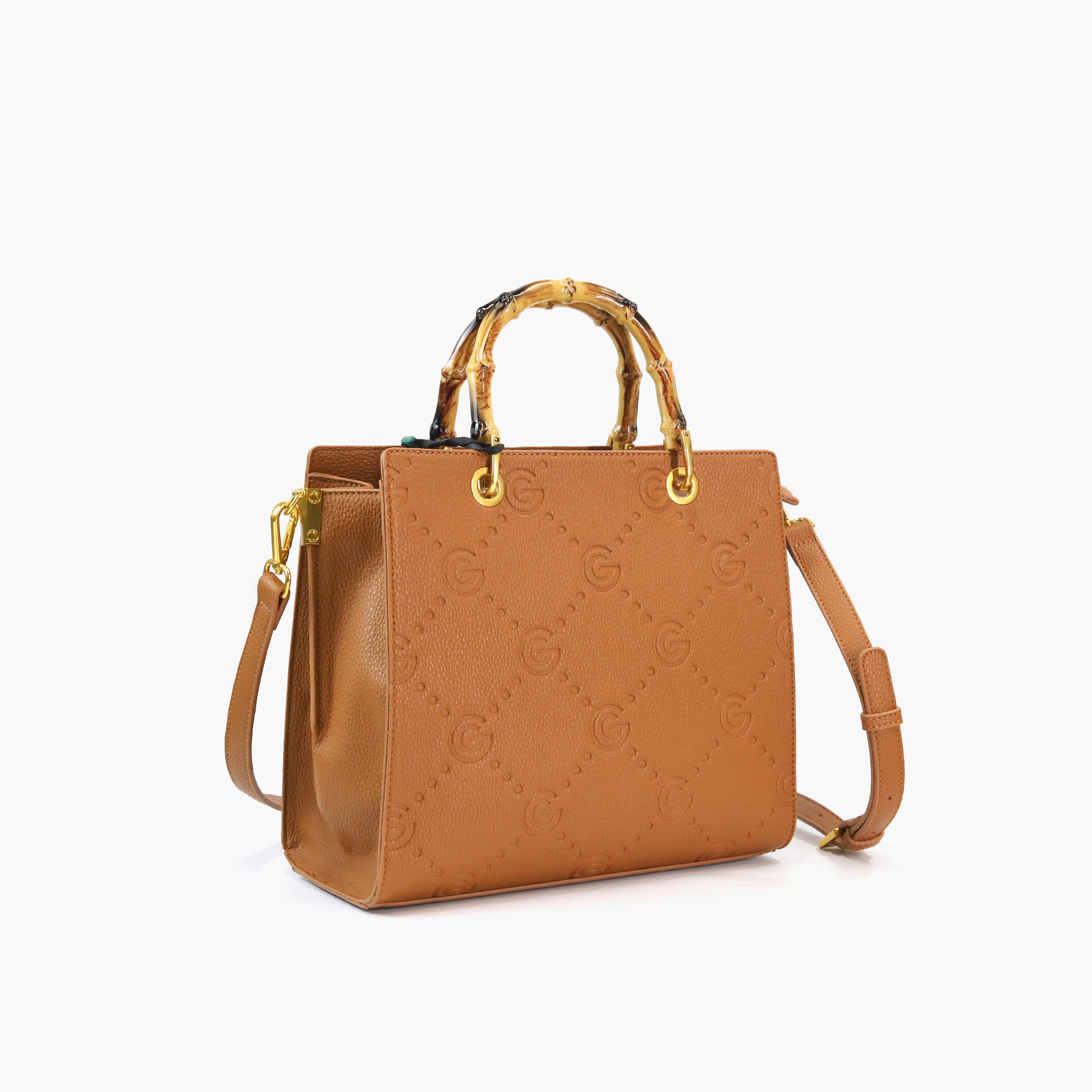 Gabriella Gucci Monogram Embossed Tote Bag with Top Handle and Zip Closure-women-bagsandwallets-handbags-image-2