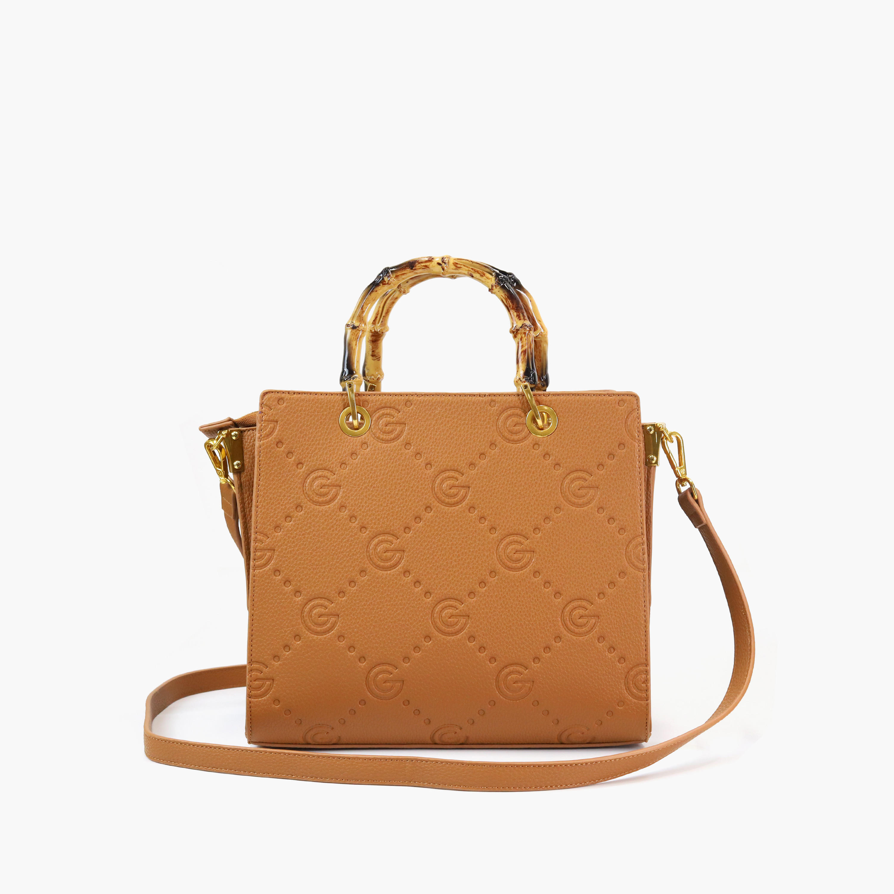 Gabriella Gucci Monogram Embossed Tote Bag with Top Handle and Zip Closure-women-bagsandwallets-handbags-image-4