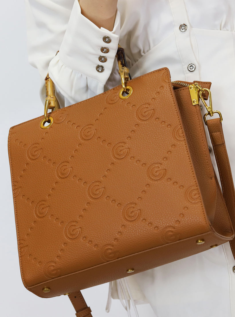 Gabriella Gucci Monogram Embossed Tote Bag with Top Handle and Zip Closure-women-bagsandwallets-handbags-image-7