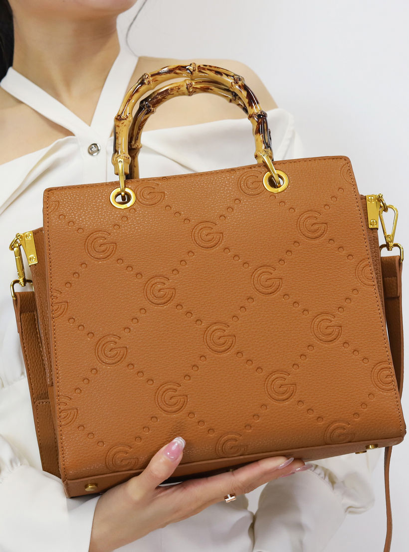 Gabriella Gucci Monogram Embossed Tote Bag with Top Handle and Zip Closure-women-bagsandwallets-handbags-image-8