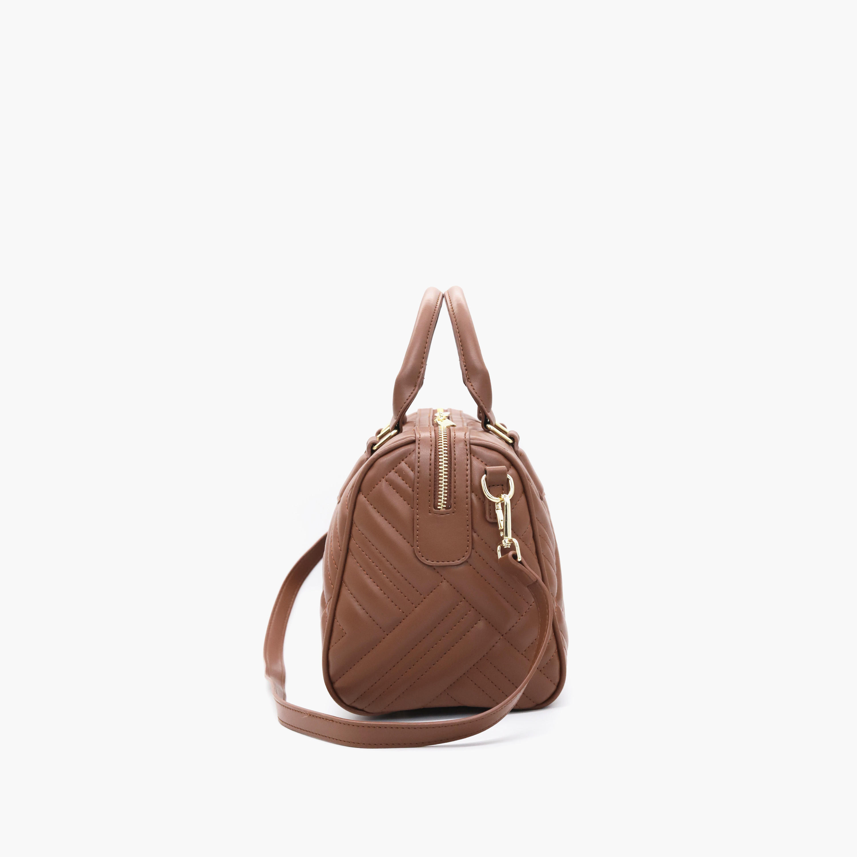 V Italia Quilted Tote Bag with Detachable Strap and Zip Closure-women-bagsandwallets-handbags-image-3