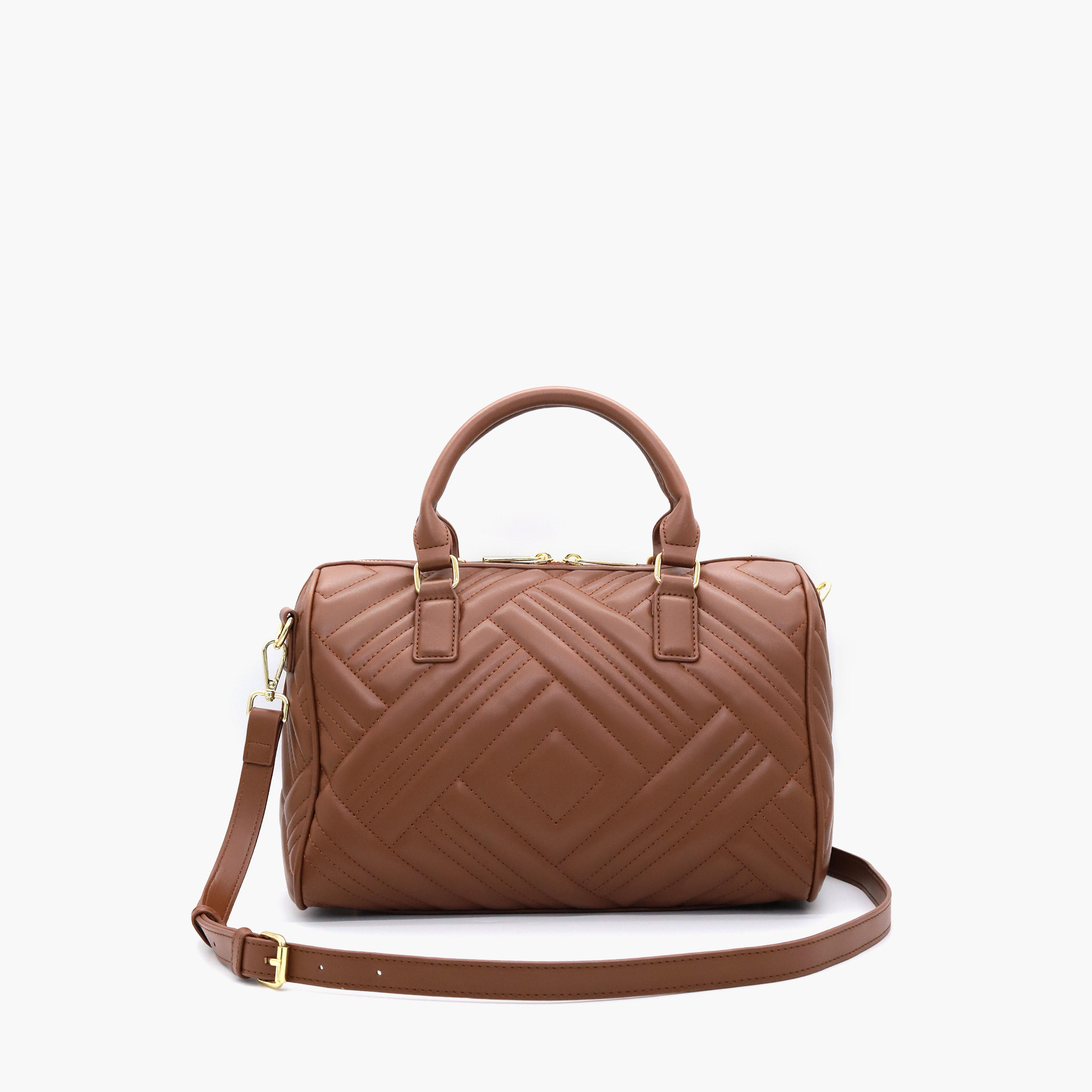 V Italia Quilted Tote Bag with Detachable Strap and Zip Closure-women-bagsandwallets-handbags-image-4