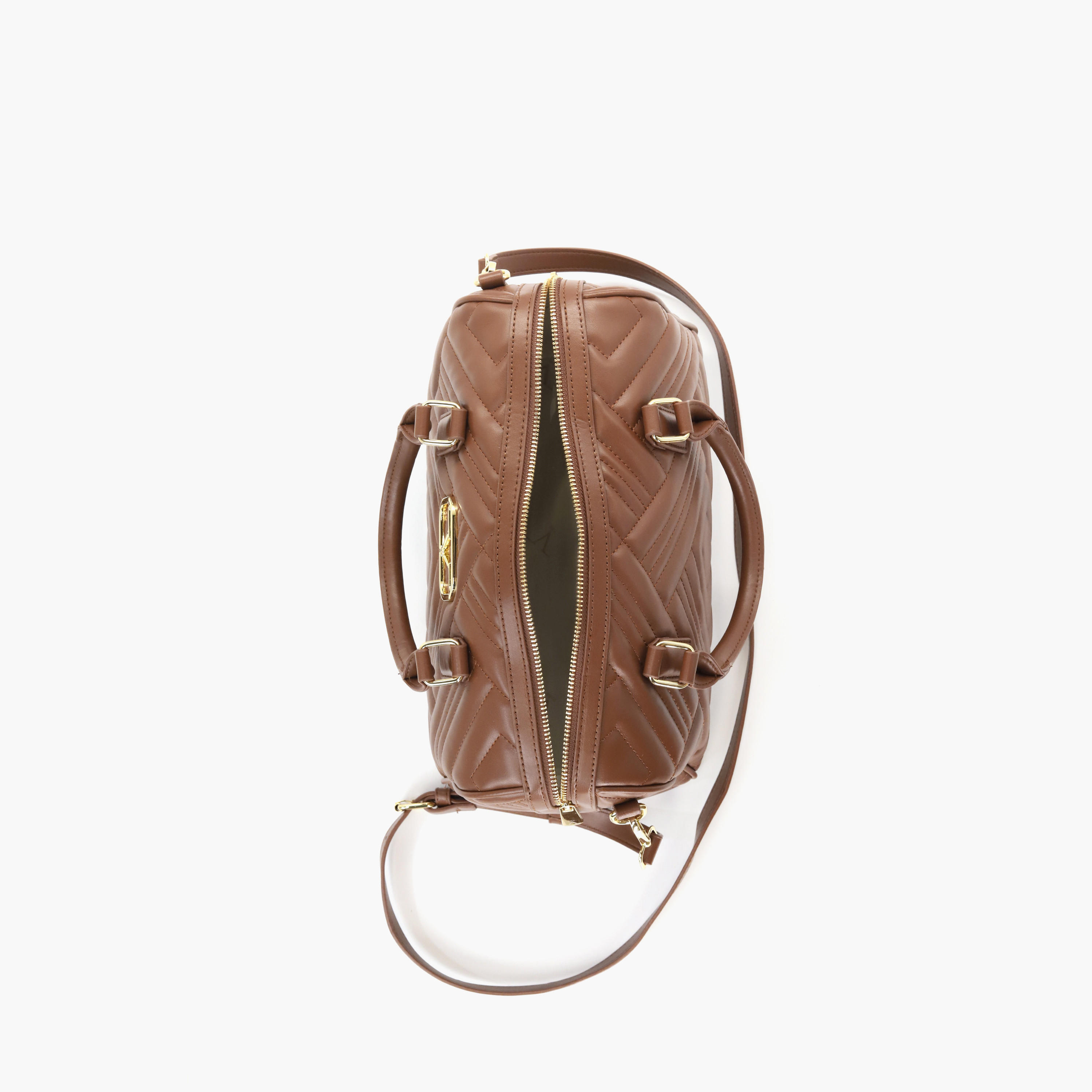 V Italia Quilted Tote Bag with Detachable Strap and Zip Closure-women-bagsandwallets-handbags-image-6