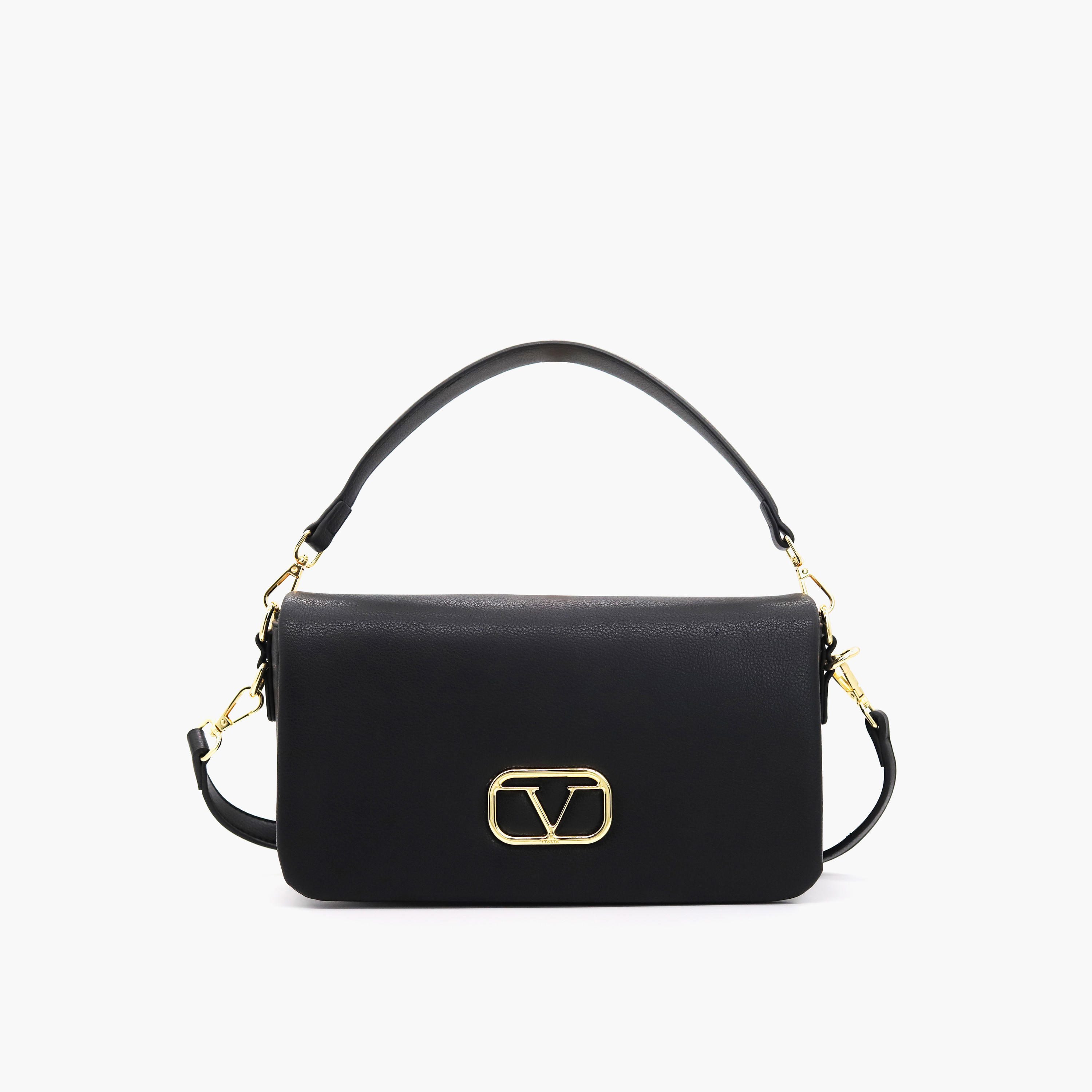 V Italia Solid Crossbody Bag with Detachable Strap and Flap Closure-women-bagsandwallets-handbags-image-1