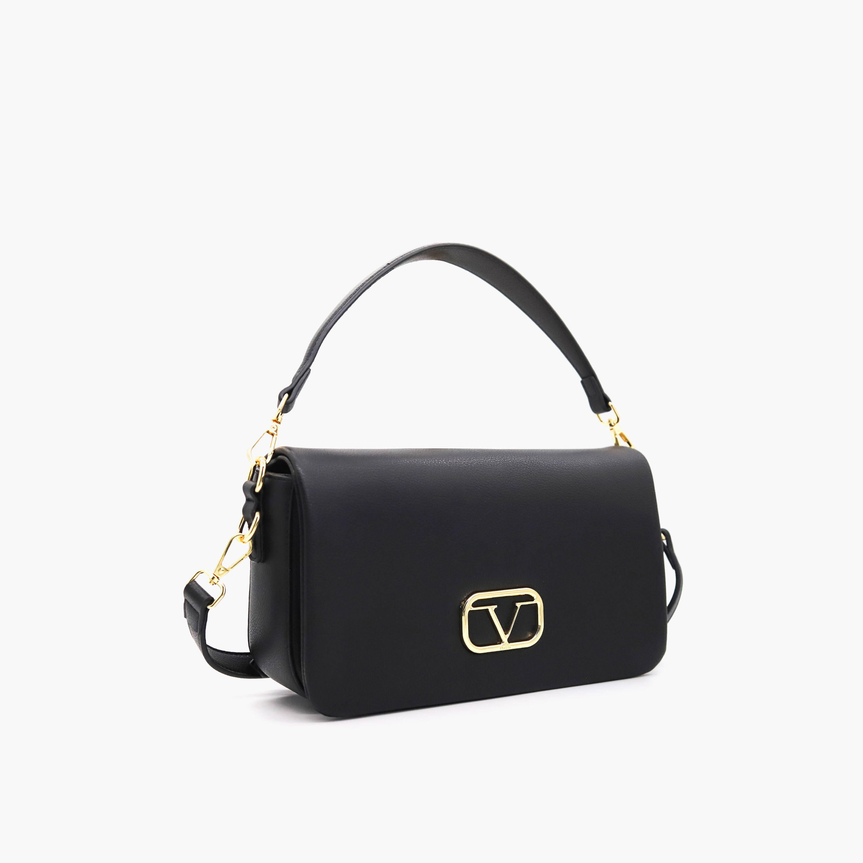 V Italia Solid Crossbody Bag with Detachable Strap and Flap Closure-women-bagsandwallets-handbags-image-2