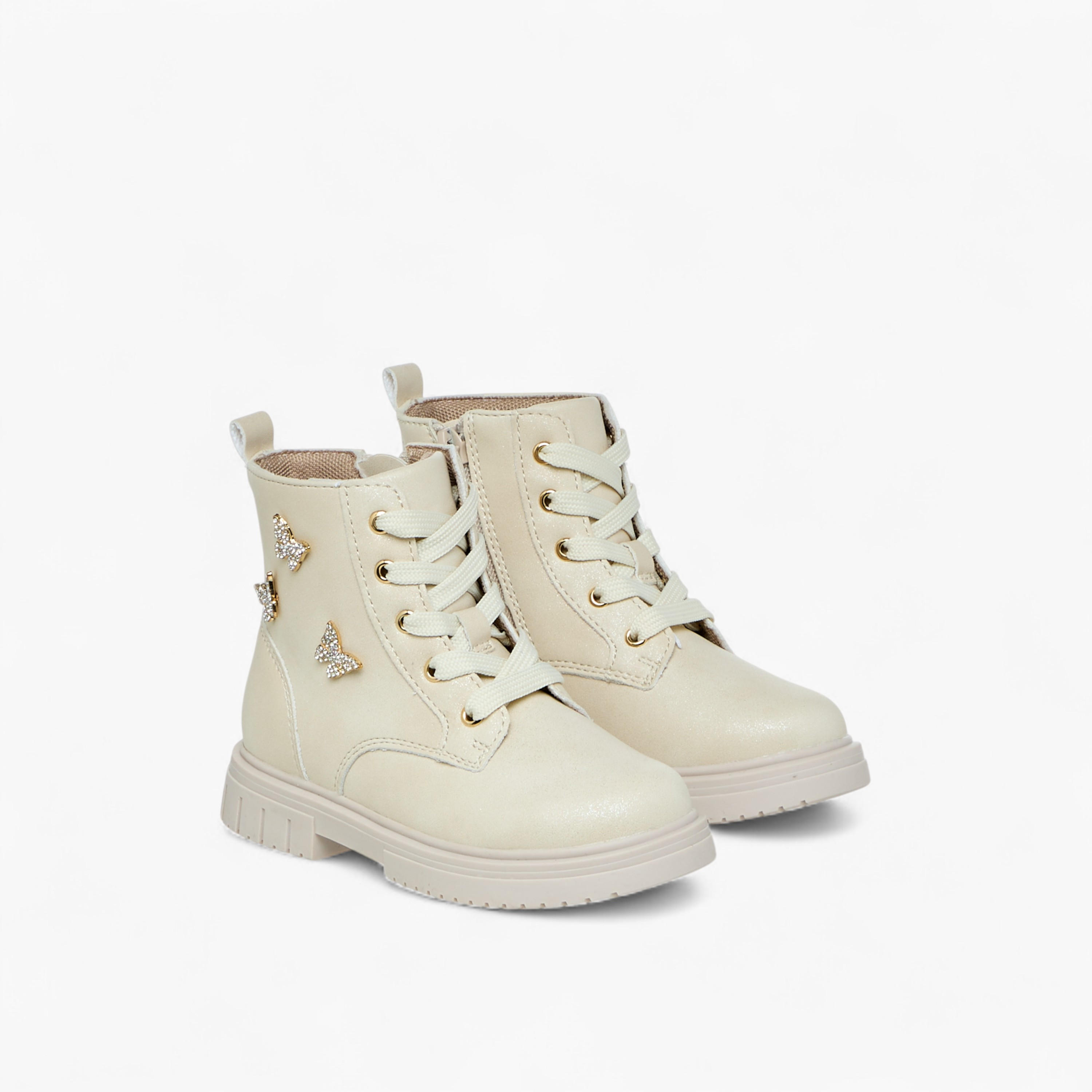 بوت بزينة فراشة وقصة عالية وسحاب إغلاق من جونيورز-girls-shoes-boots-image-1