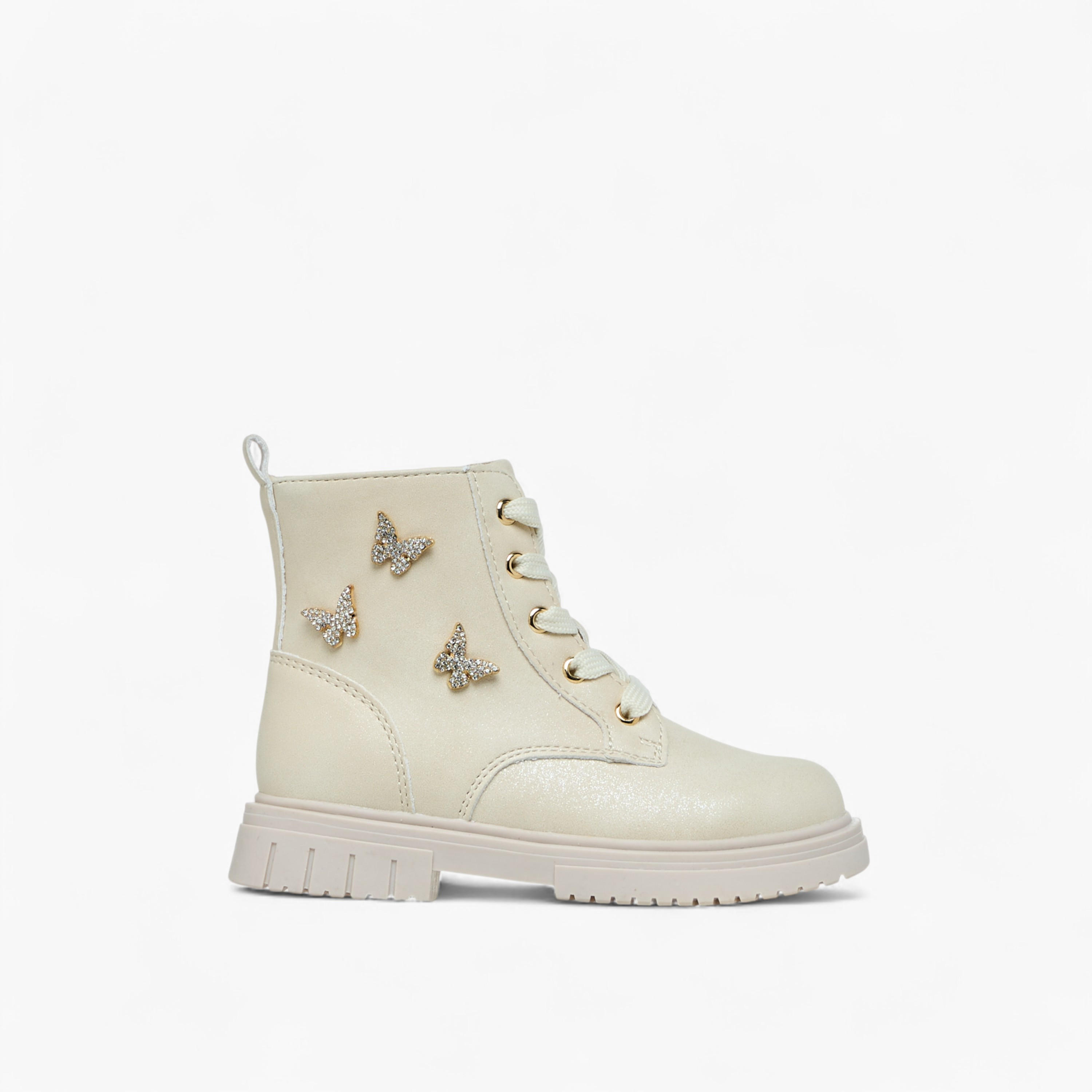 بوت بزينة فراشة وقصة عالية وسحاب إغلاق من جونيورز-girls-shoes-boots-image-3