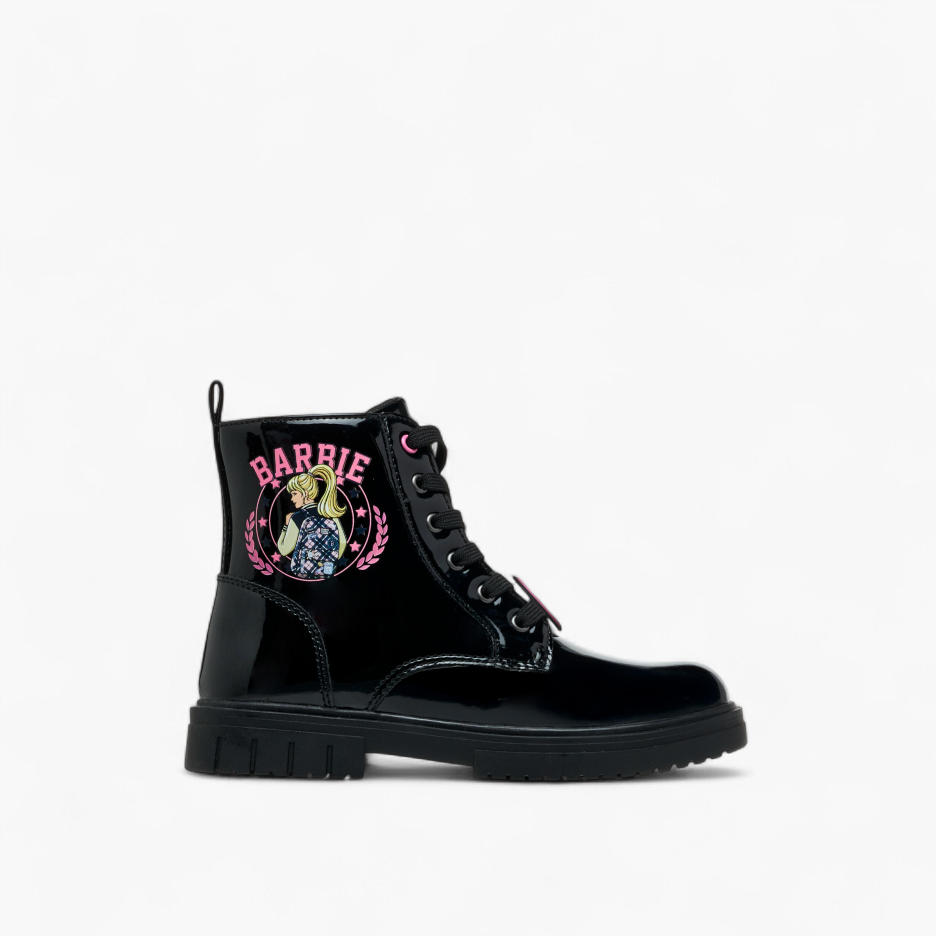 Barbie Printed Ankle Boots with Zip Closure-girls-shoes-boots-image-3