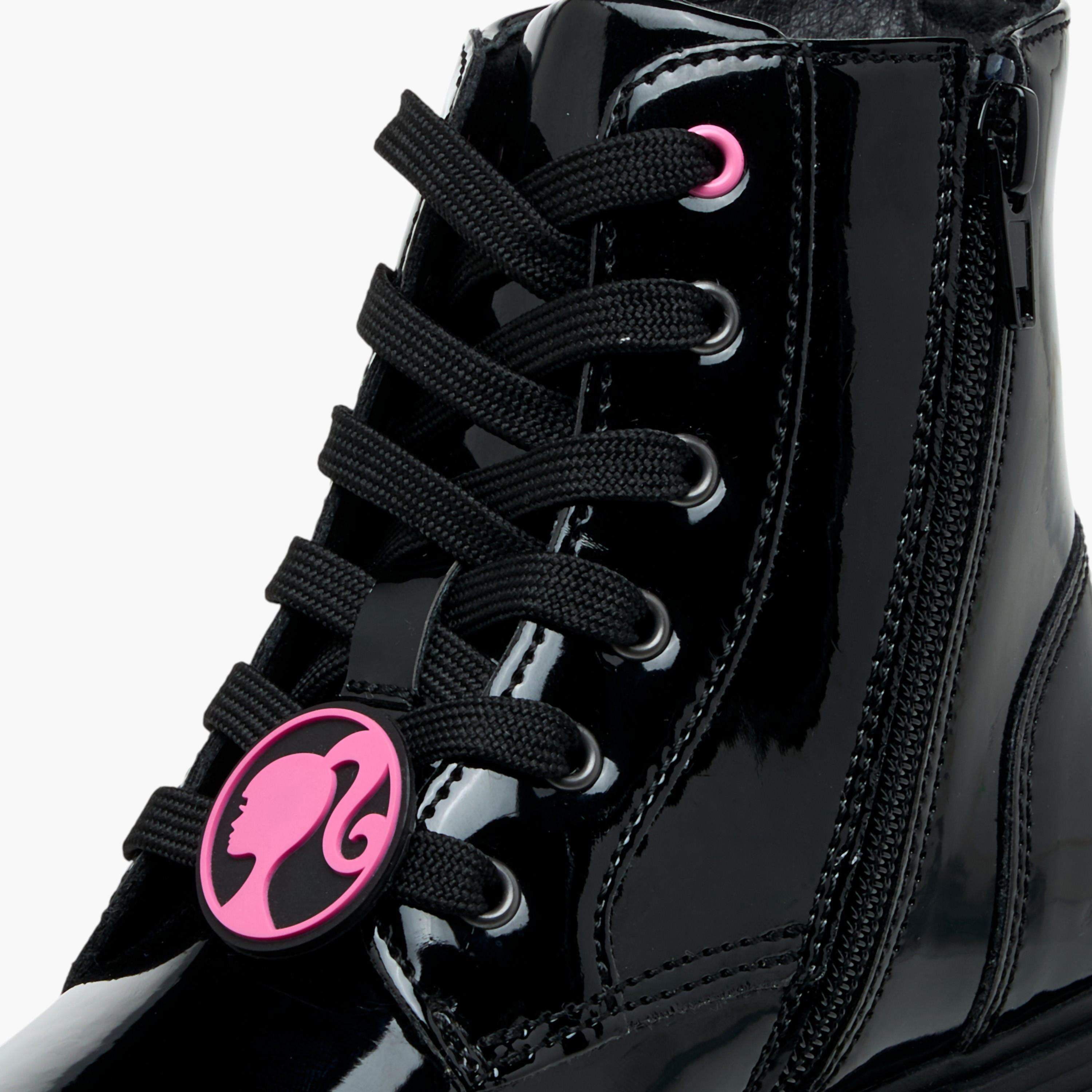 Barbie Printed Ankle Boots with Zip Closure-girls-shoes-boots-image-5