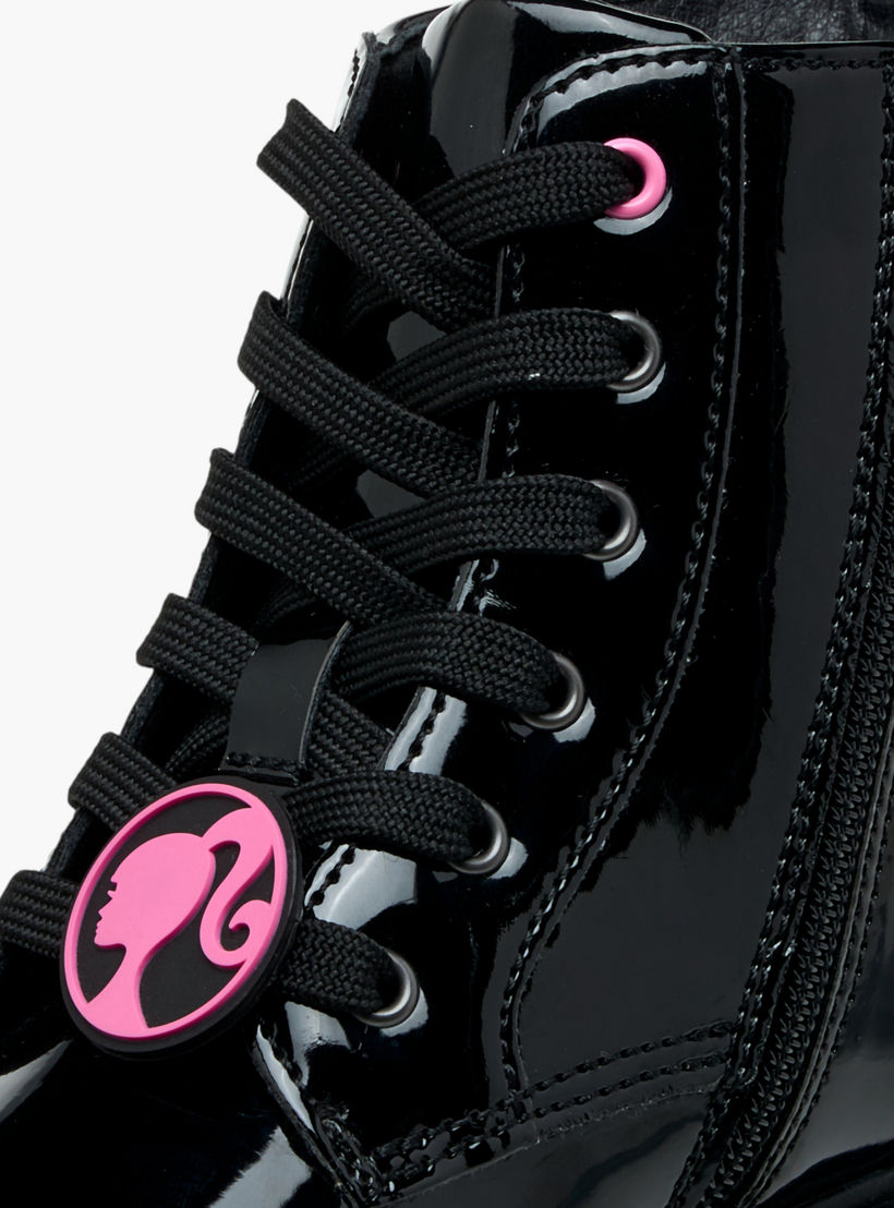 Barbie Printed Ankle Boots with Zip Closure-girls-shoes-boots-image-5