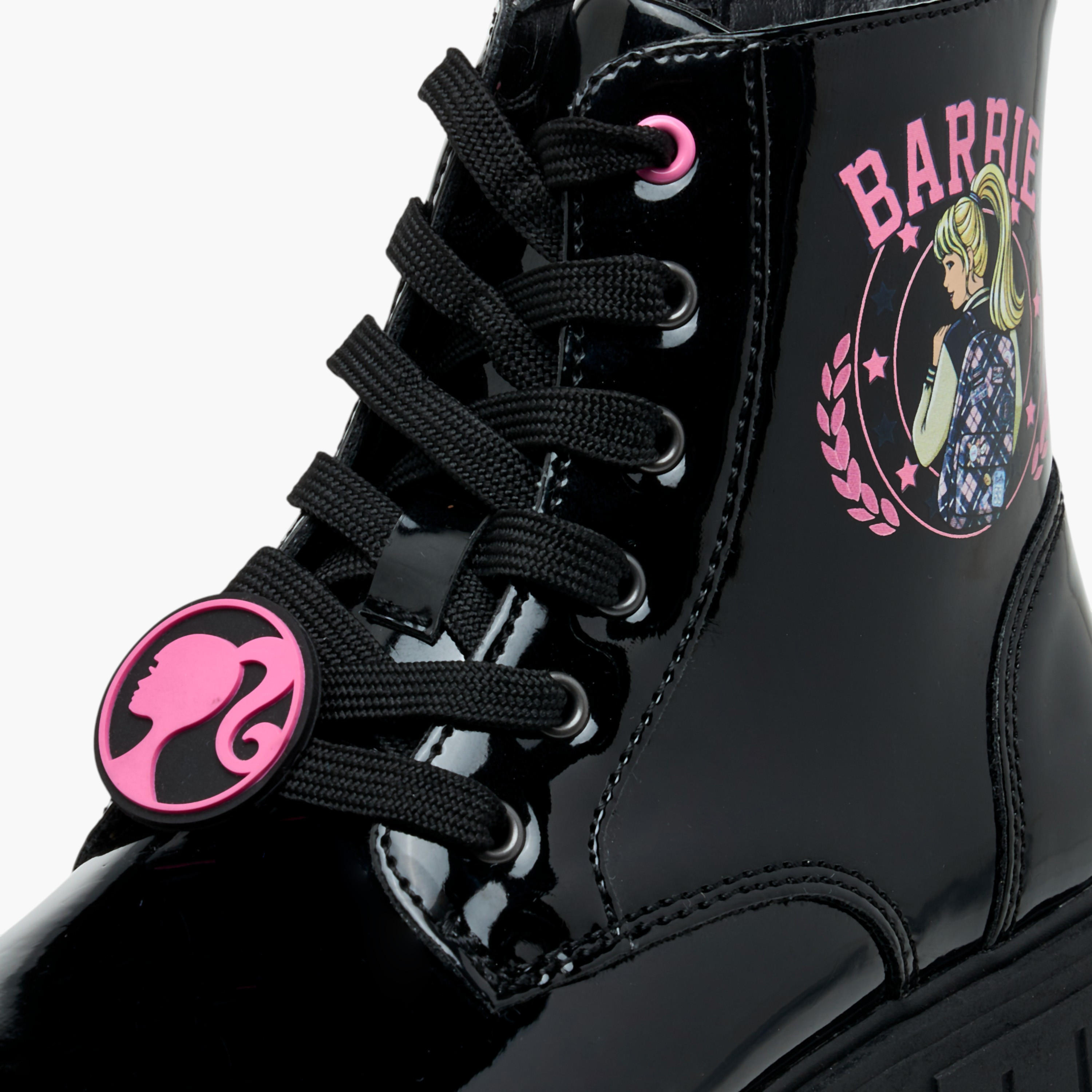 Barbie Printed Ankle Boots with Zip Closure-girls-shoes-boots-image-6