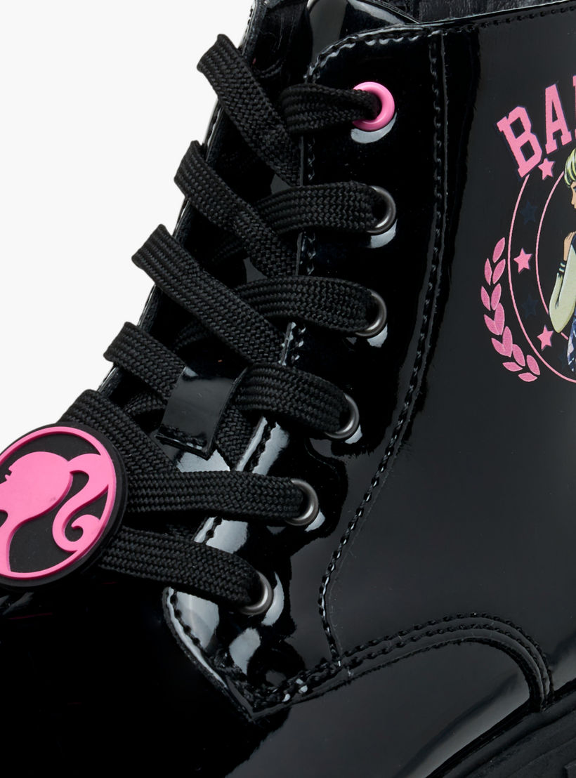Barbie Printed Ankle Boots with Zip Closure-girls-shoes-boots-image-6