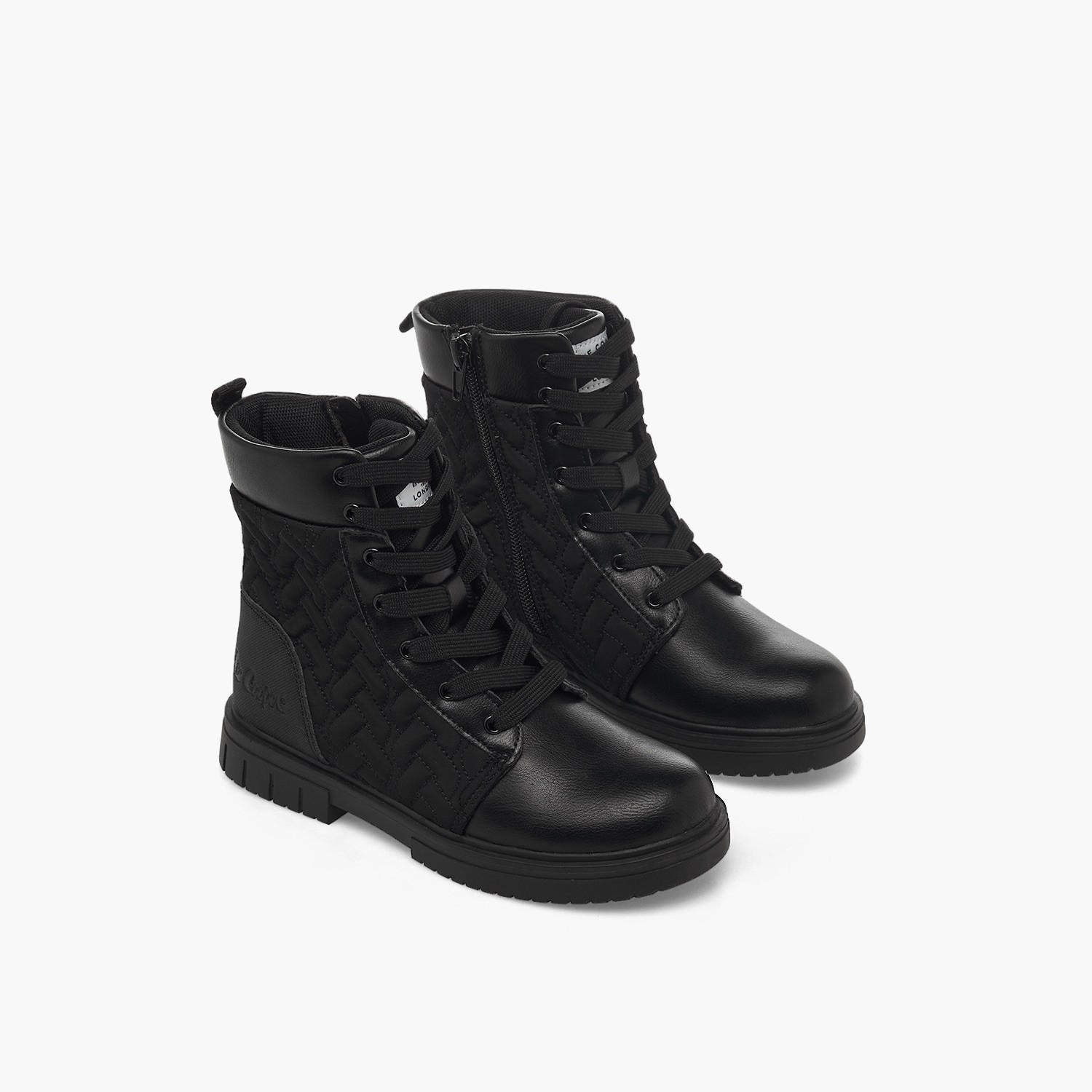بوت مبطن طول الكاحل برباط للبنات من لي كوبر-girls-shoes-boots-image-1
