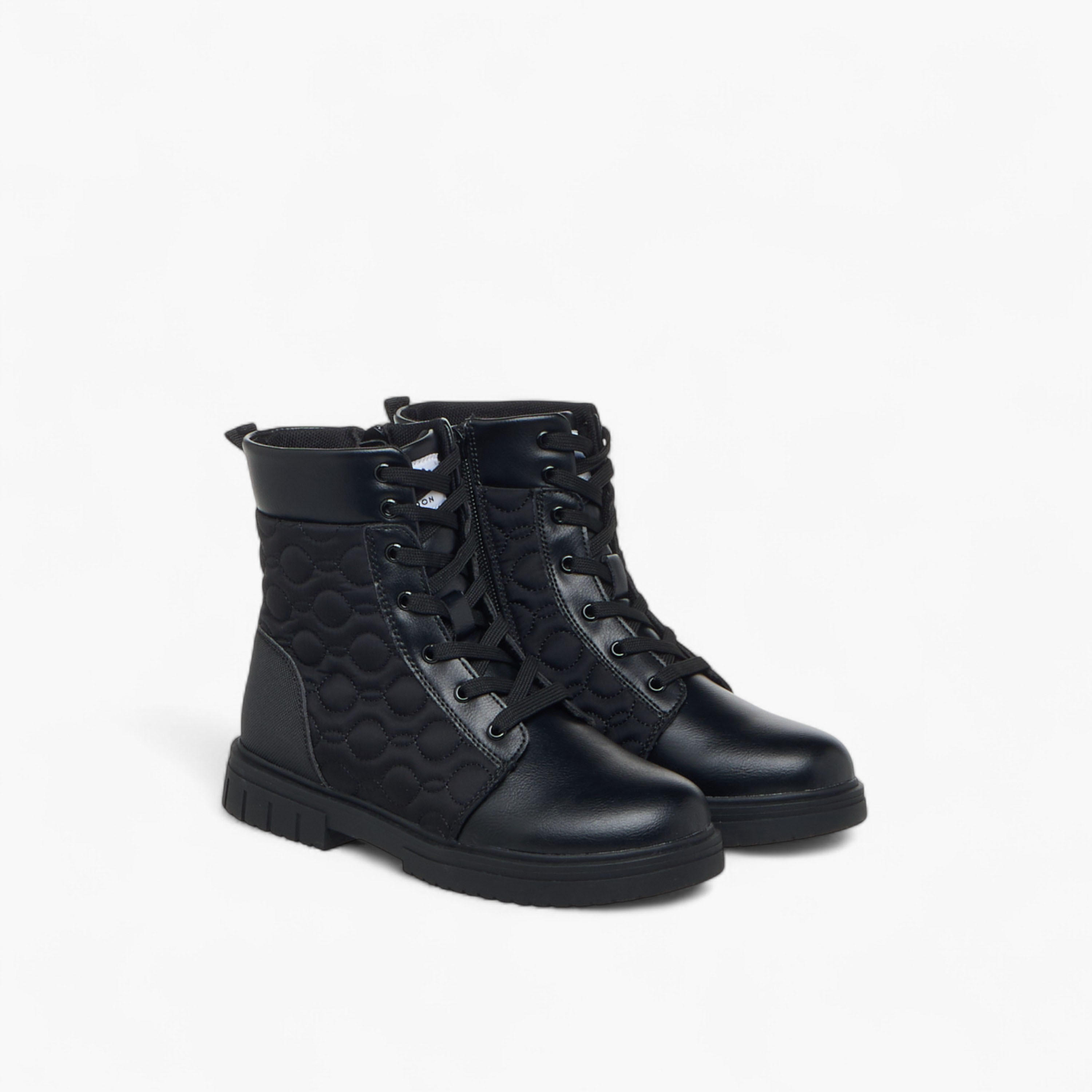 Lee Cooper Girls' Quilted High Cut Boots with Zip Closure-girls-shoes-boots-image-1