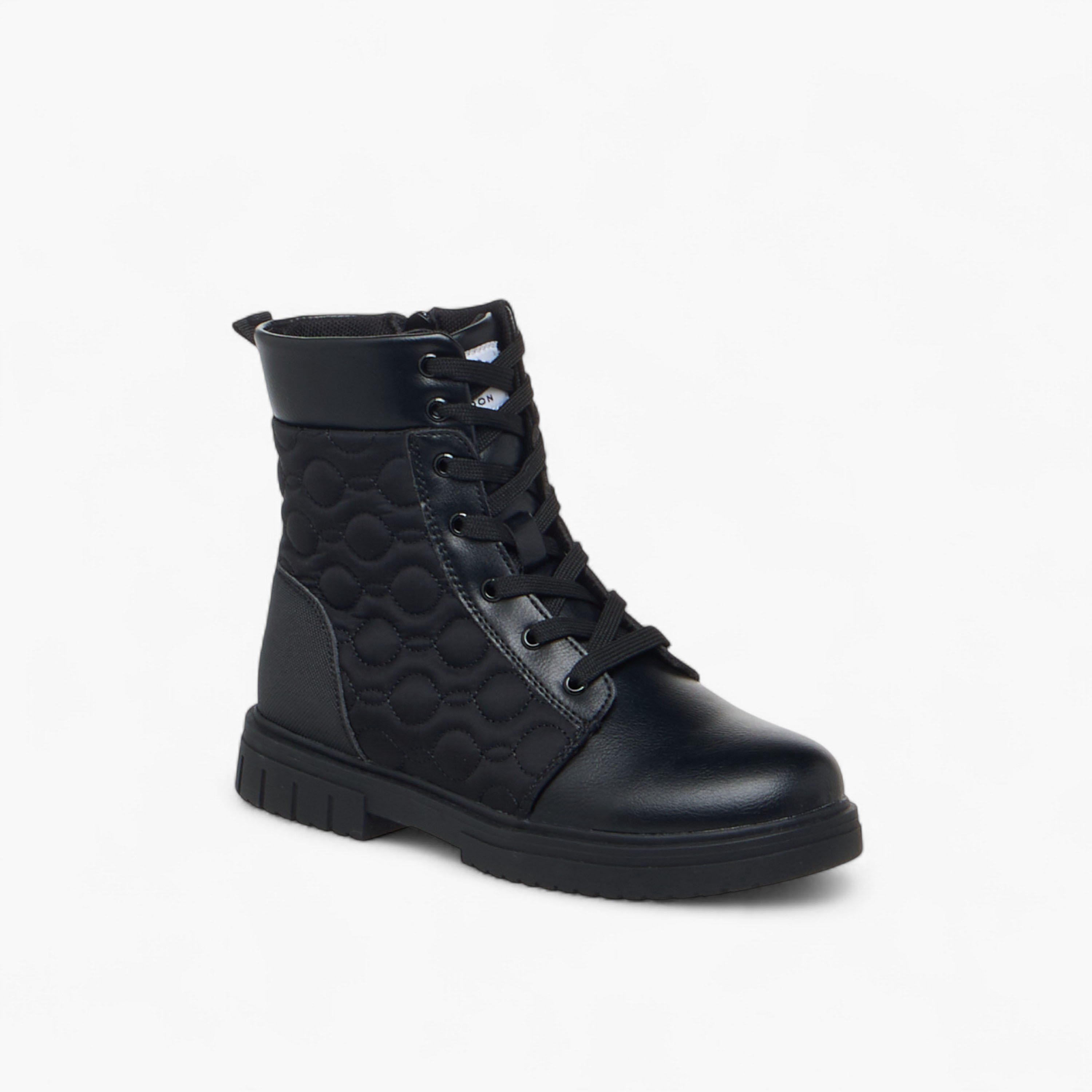 Lee Cooper Girls' Quilted High Cut Boots with Zip Closure-girls-shoes-boots-image-2