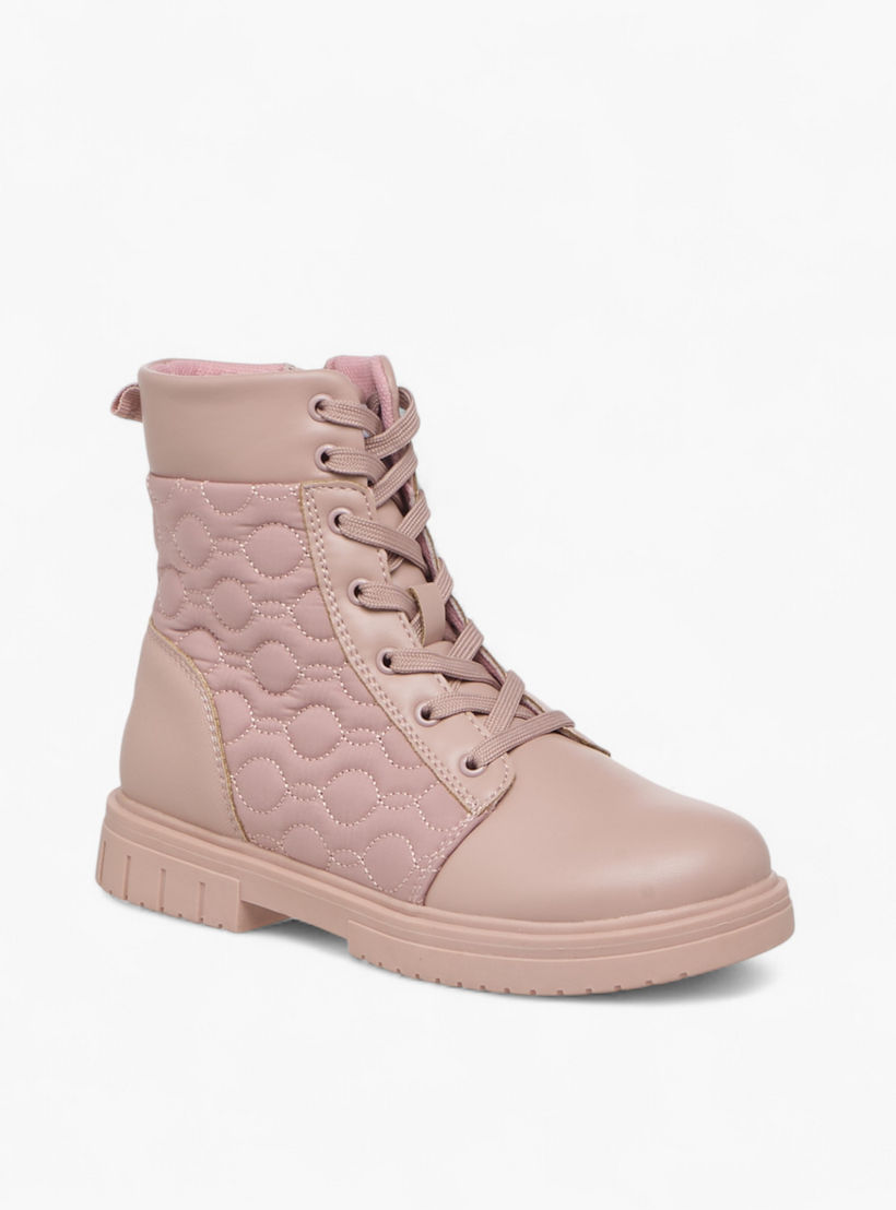 Lee Cooper Girls' Quilted High Cut Boots with Zip Closure-girls-shoes-boots-image-2