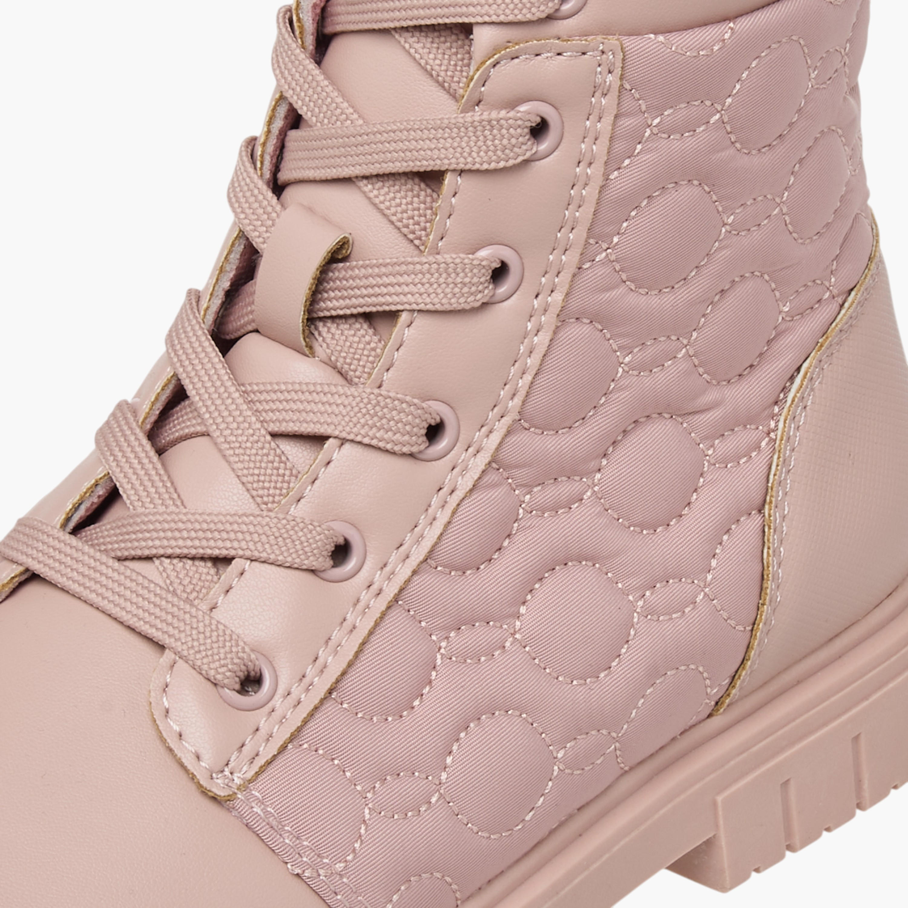 Lee Cooper Girls' Quilted High Cut Boots with Zip Closure-girls-shoes-boots-image-4