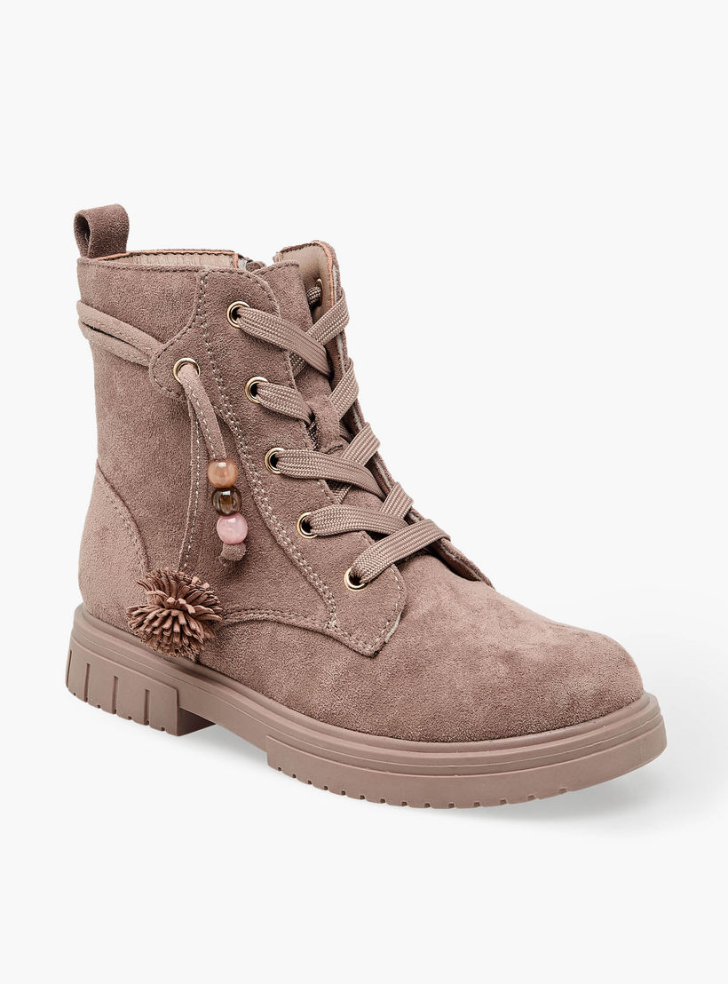 حذاء كاحل بارز الملمس للفتيات برباط من ليتل ميسي-girls-shoes-boots-image-2