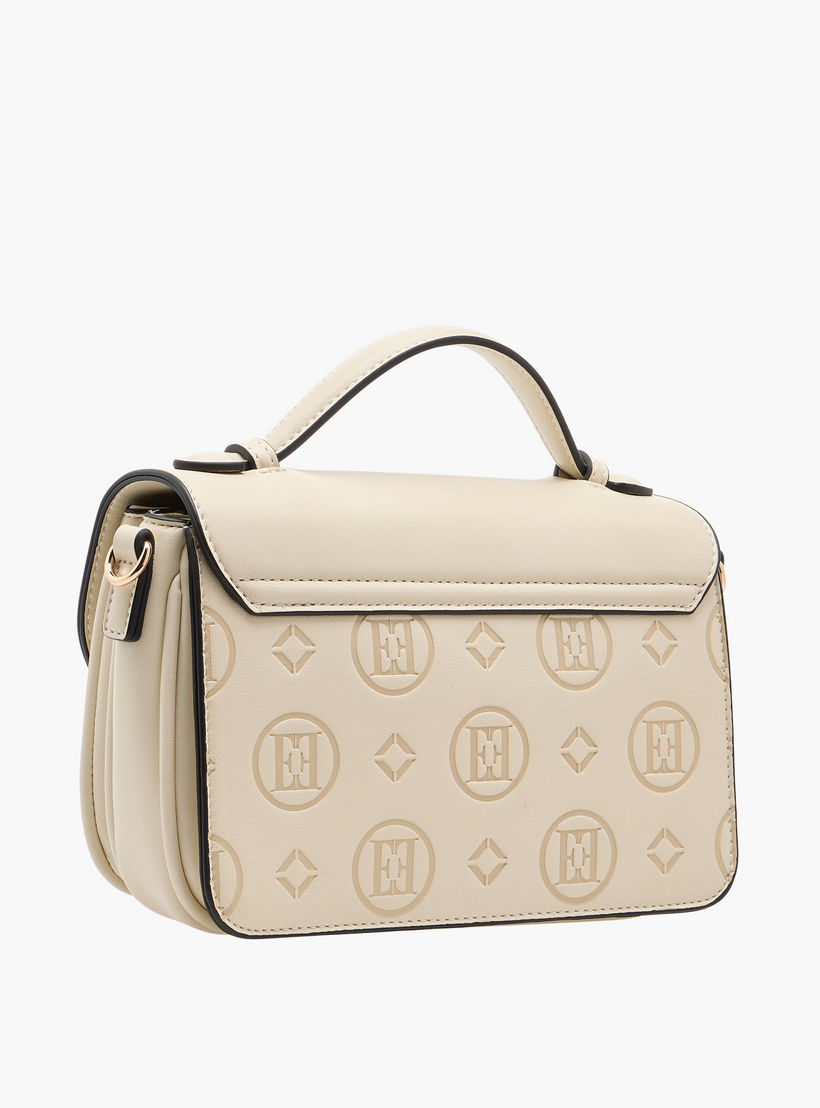 Elle Monogram Embossed Crossbody Bag with Detachable Strap and Flap Closure-women-bagsandwallets-handbags-image-3